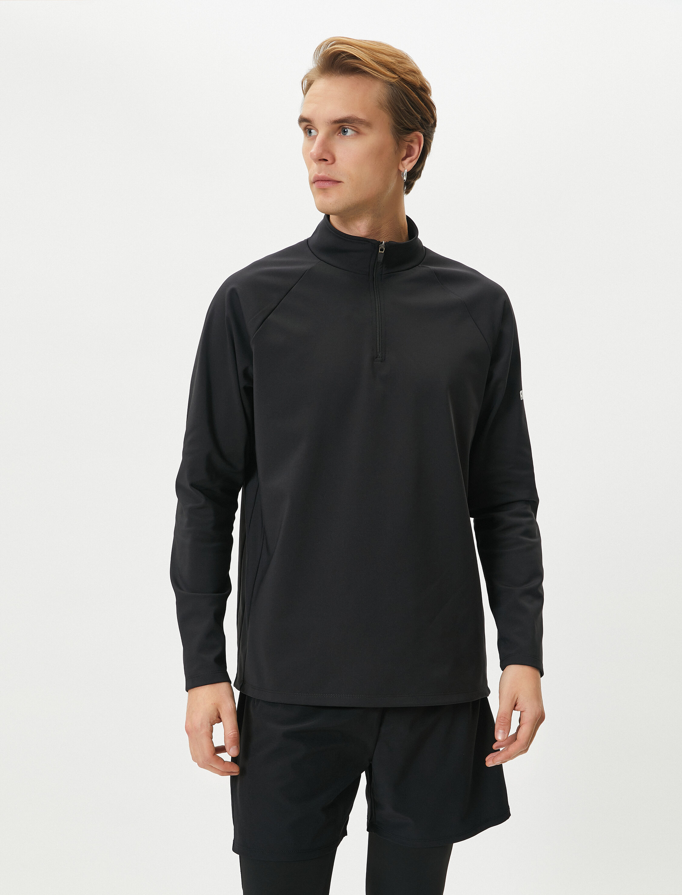 Spor Sweatshirt Yarım Fermuarlı Dik Yaka Slogan Baskılı