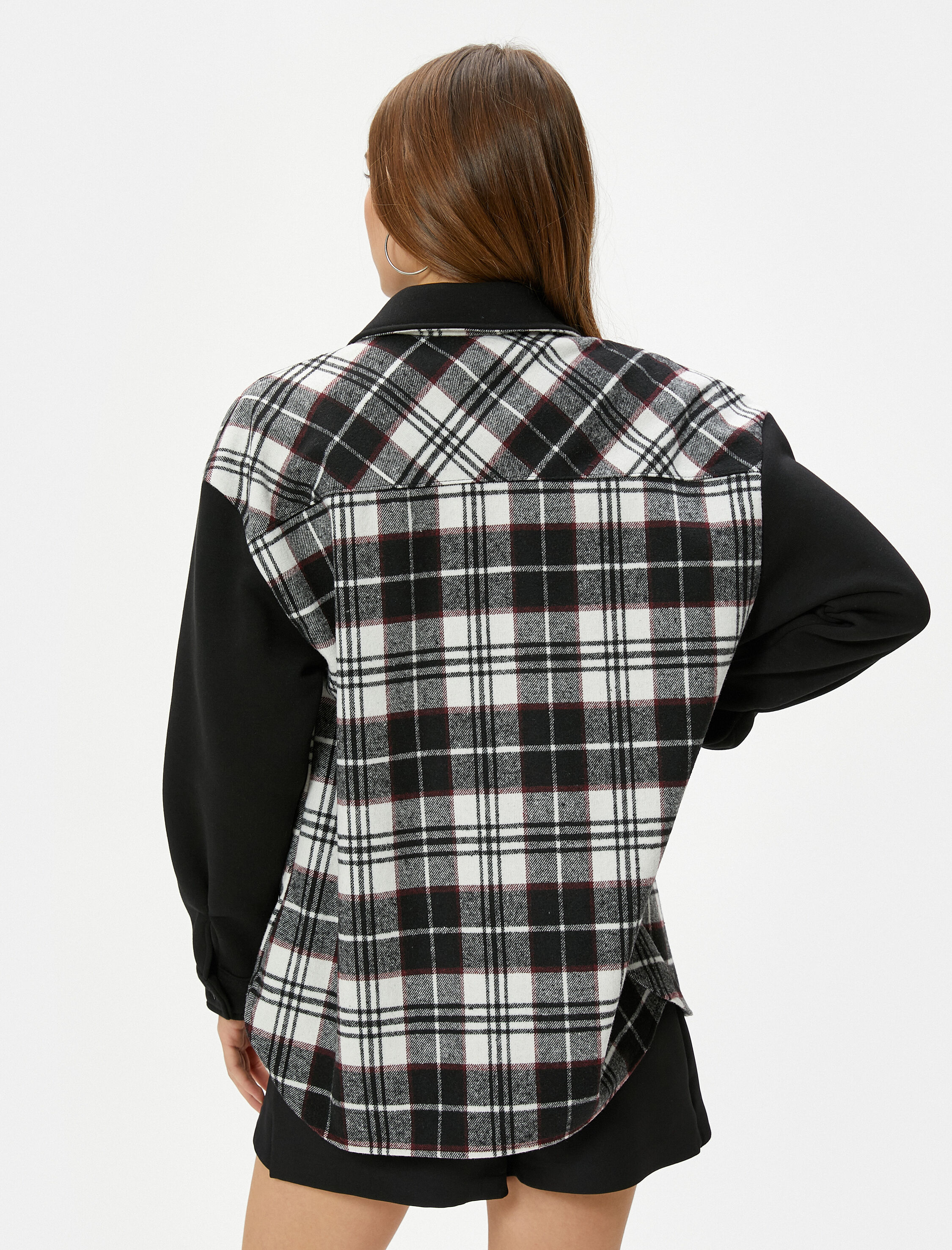   Oversize Ekoseli Oduncu Gömlek Ceket Cepli Yumuşak Dokulu