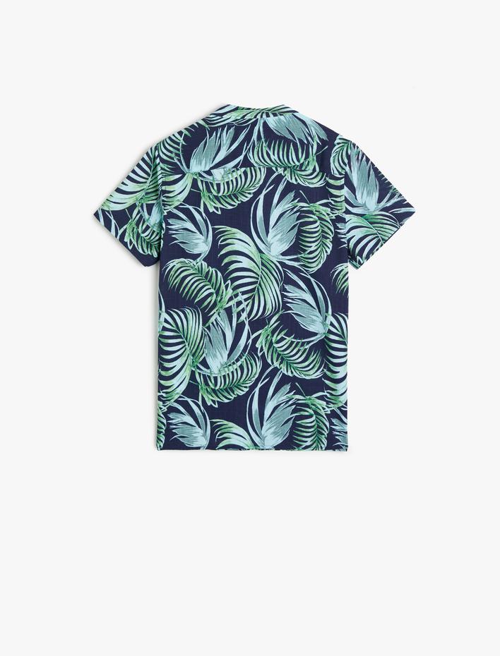 Erkek Çocuk Kısa Kollu Gömlek Pamuklu Floral Desenli