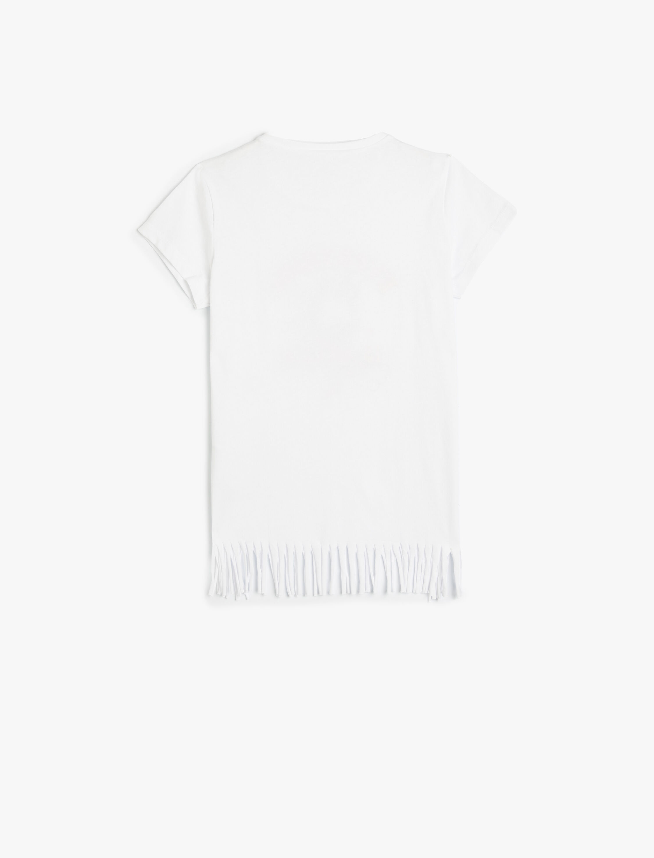  Kız Çocuk Unicorn Baskılı Püsküllü Tişört Kısa Kollu