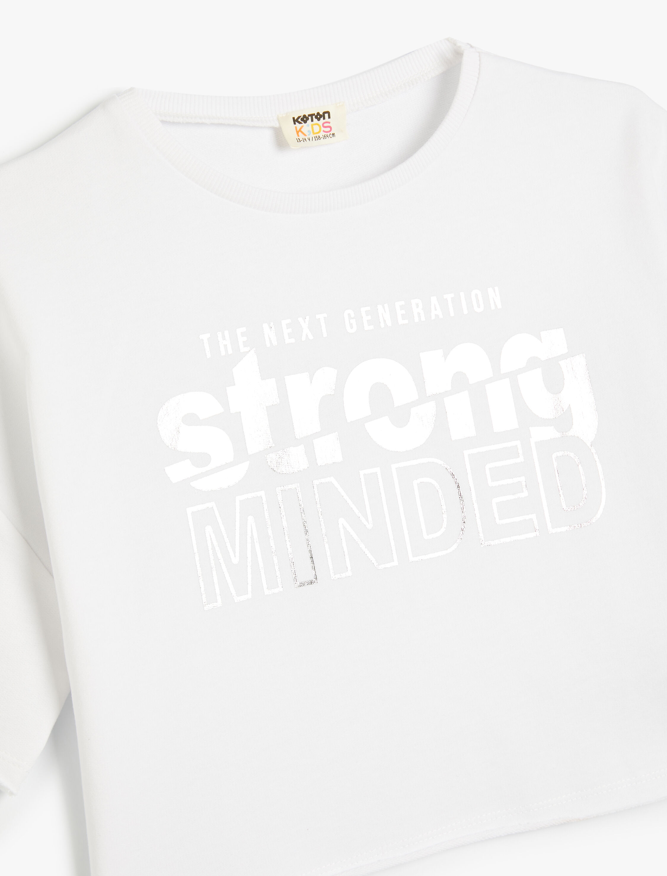  Kız Çocuk Crop Oversize Tişört Baskılı Kısa Kollu Bisiklet Yaka Pamuklu