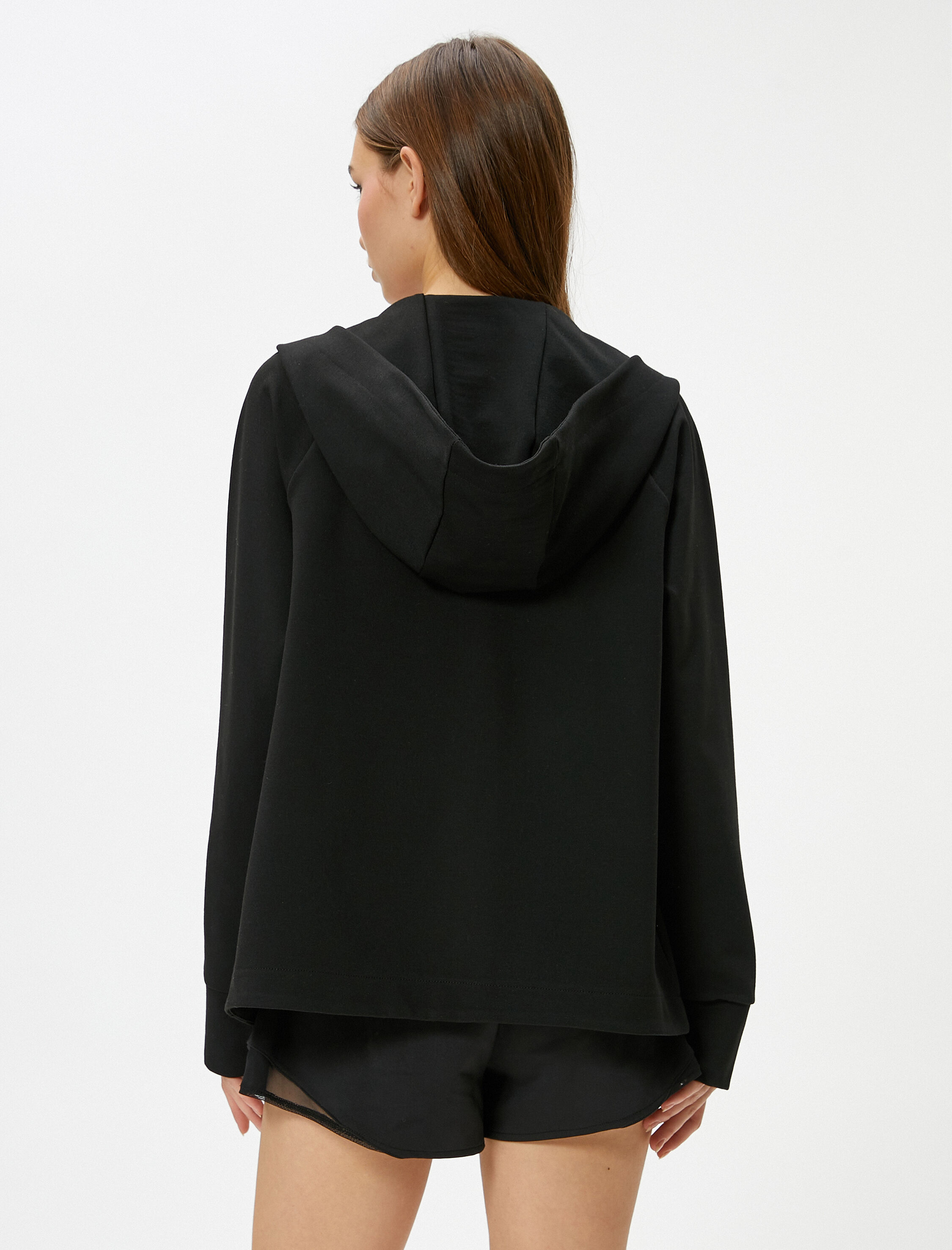   Fermuarlı Kapşonlu Sweatshirt Spor Rahat Kalıp Kanguru Cepli