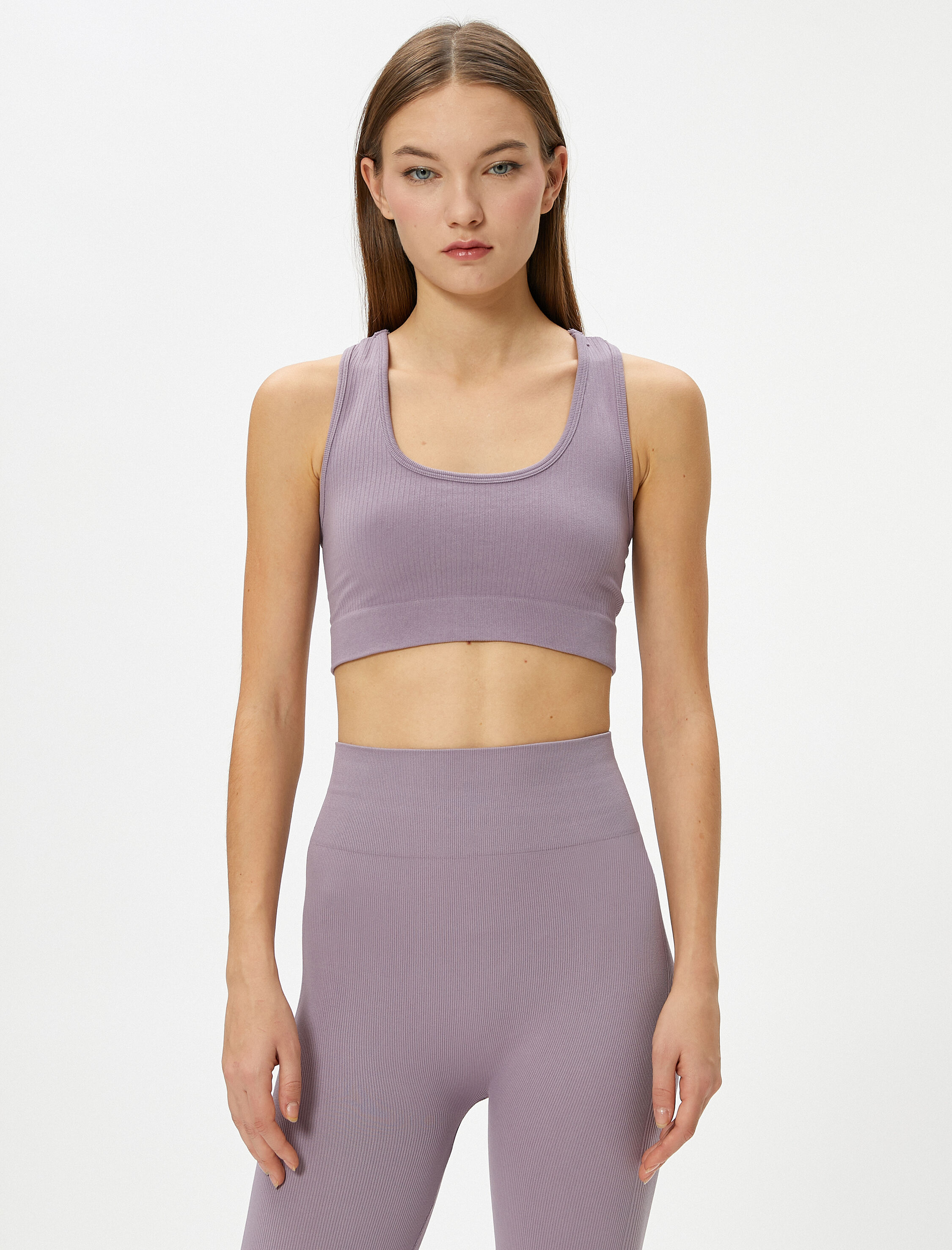   Sporcu Sütyeni Dikişsiz U Yaka Ribanalı Slim Fit