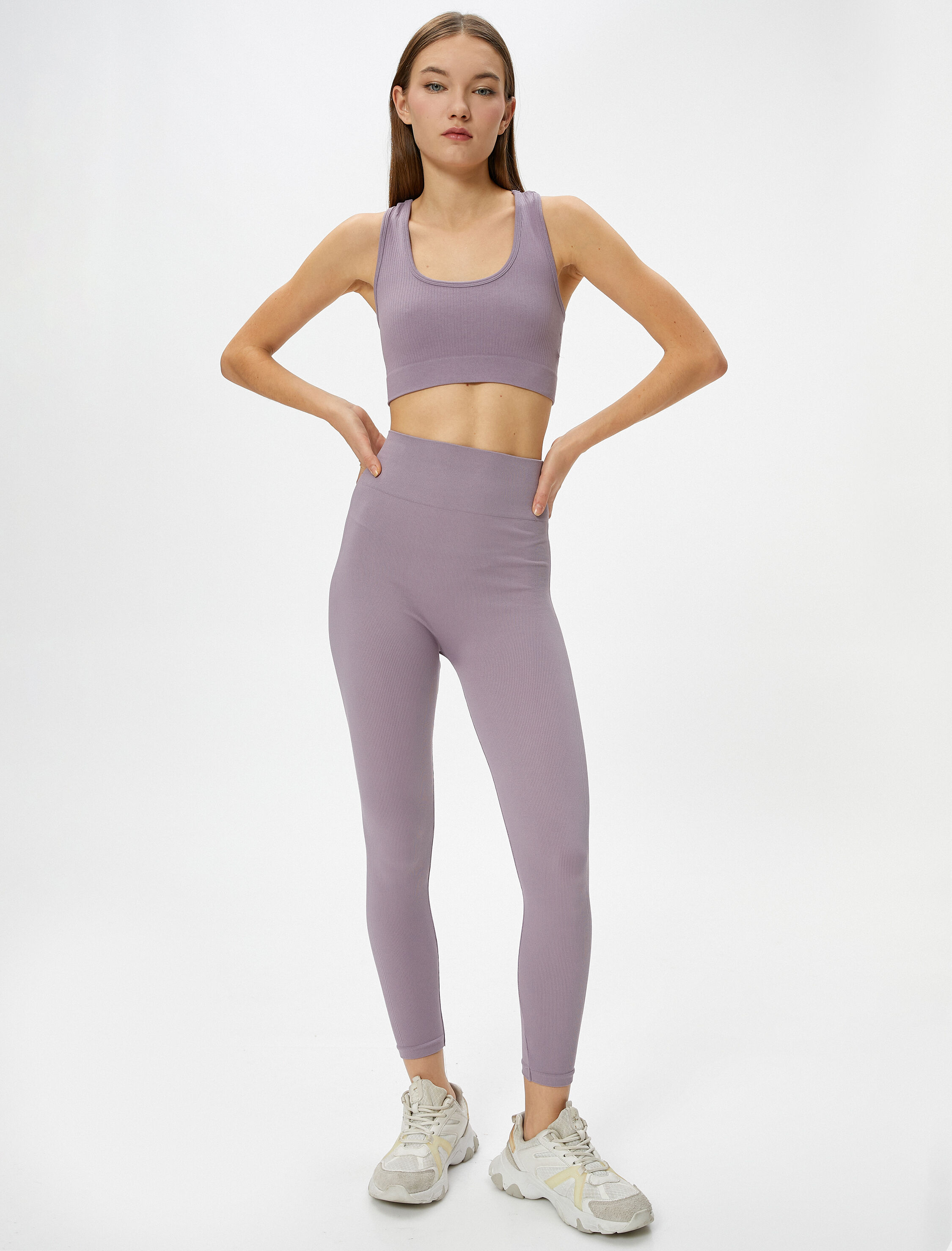   Ekstra Yüksek Bel Dikişsiz Spor Tayt Fitilli