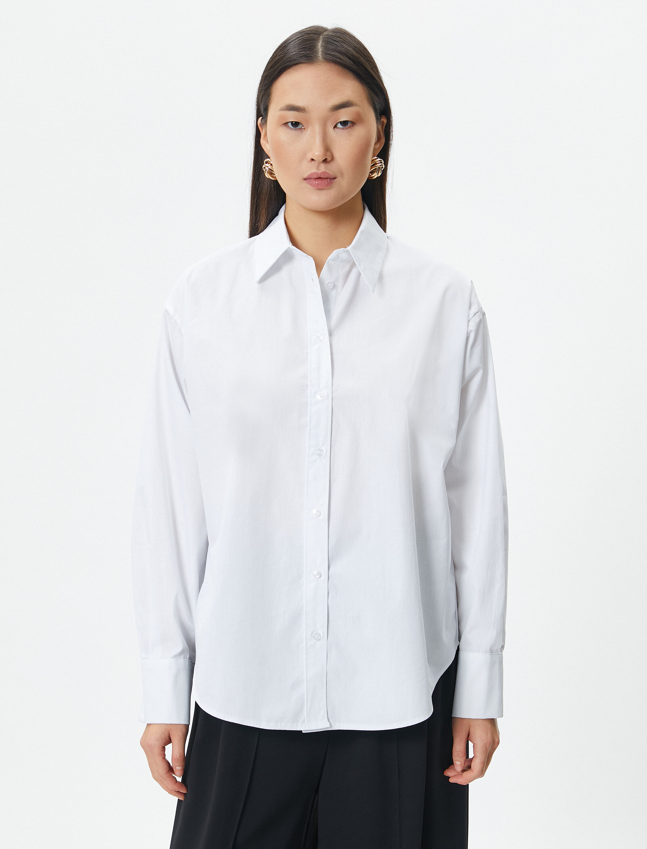   Basic Poplin Gömlek Uzun Kollu Düğmeli Pamuklu