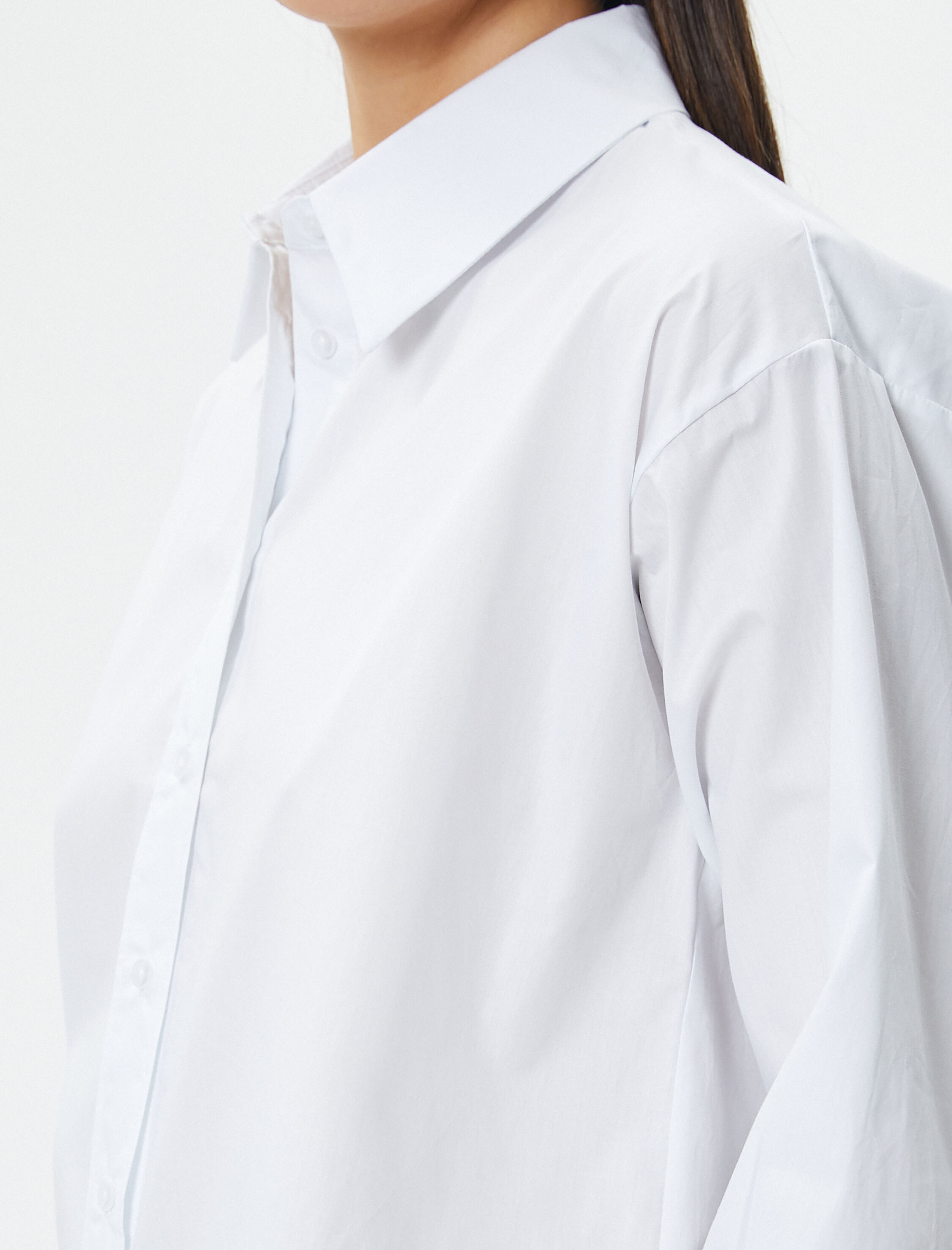   Basic Poplin Gömlek Uzun Kollu Düğmeli Pamuklu