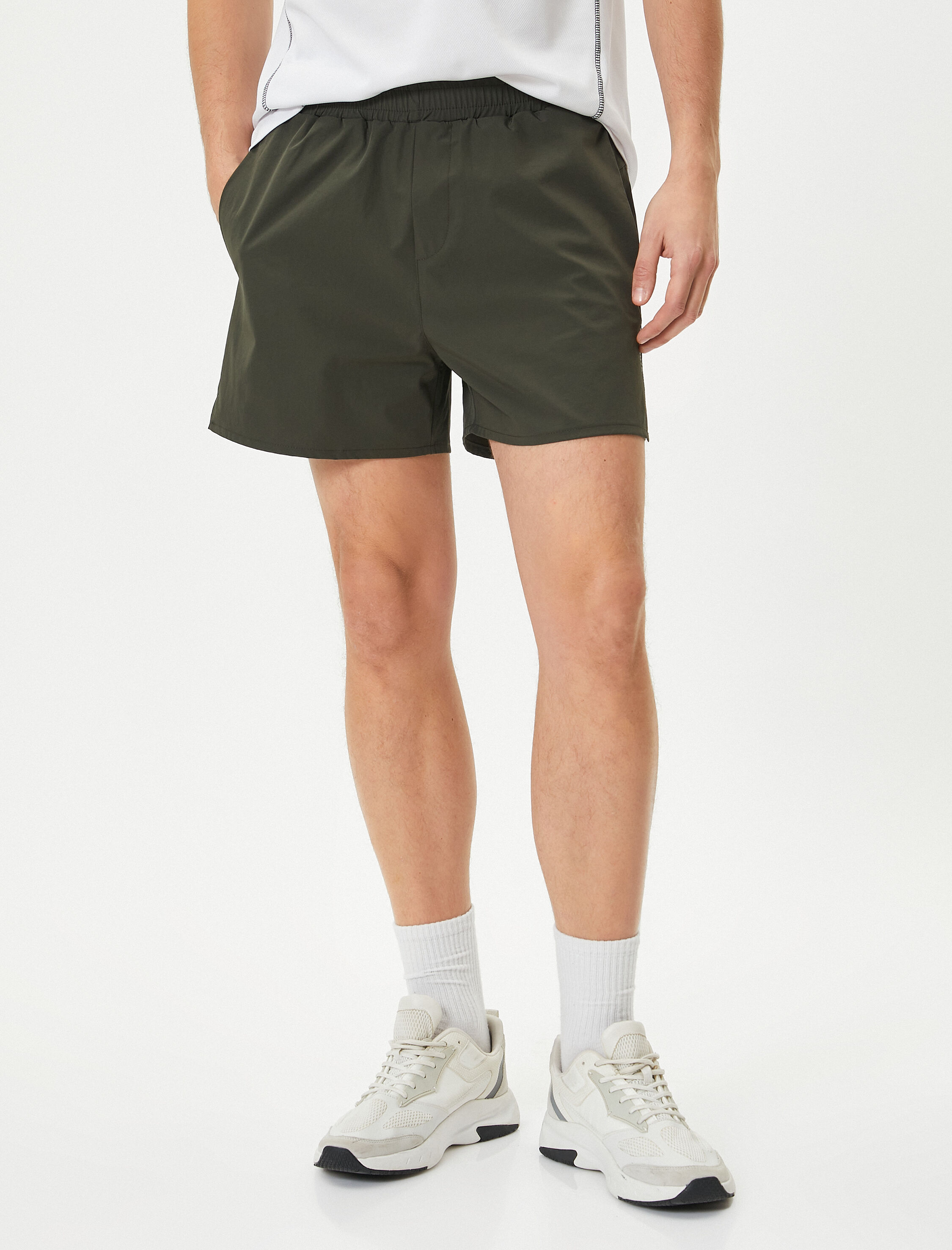   Kısa Şort Spor Beli Lastikli Slogan Baskılı Cepli