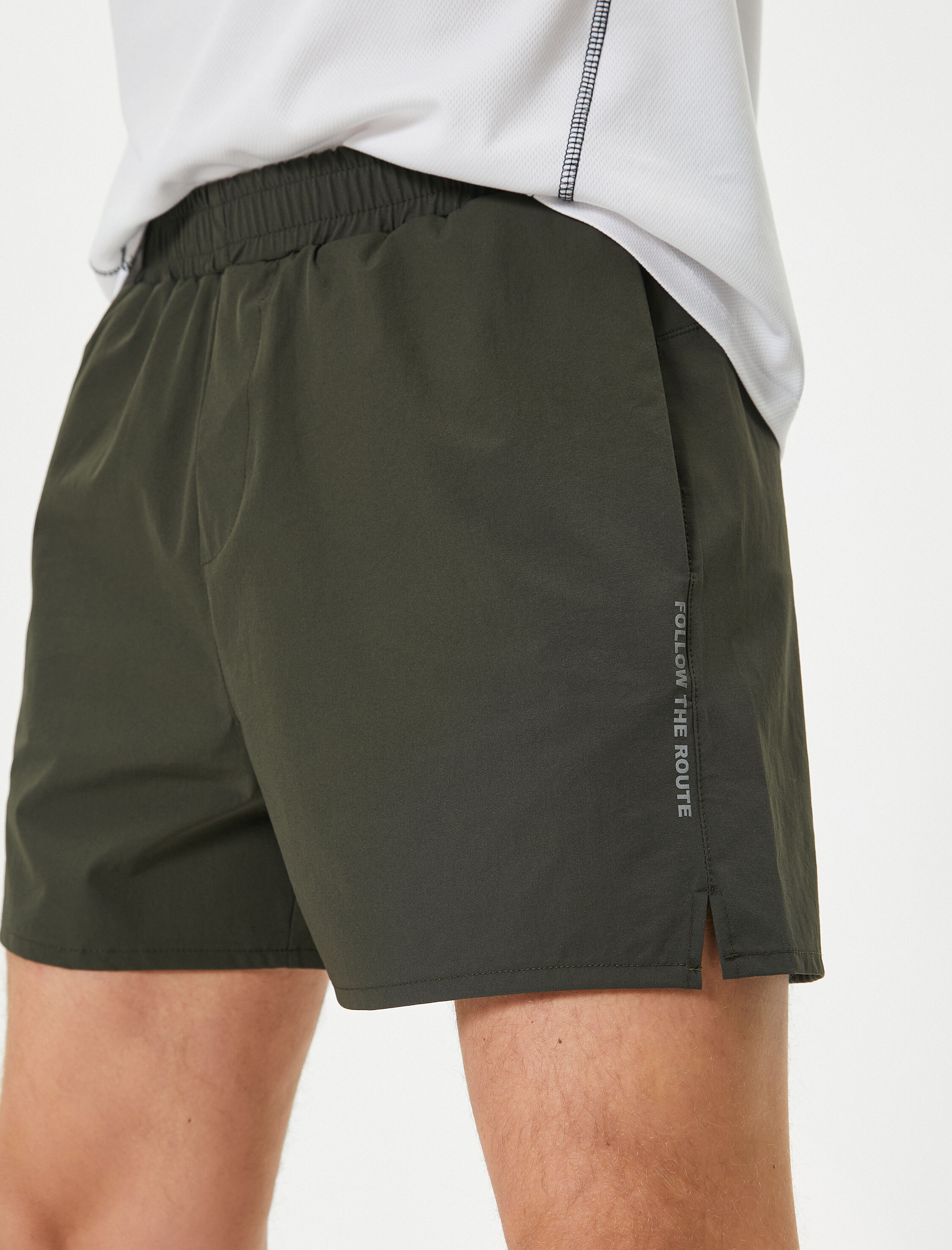   Kısa Şort Spor Beli Lastikli Slogan Baskılı Cepli