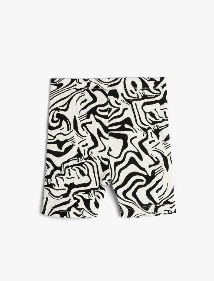 Kız Çocuk Kısa Tayt Soyut Desenli Beli Lastikli Pamuklu