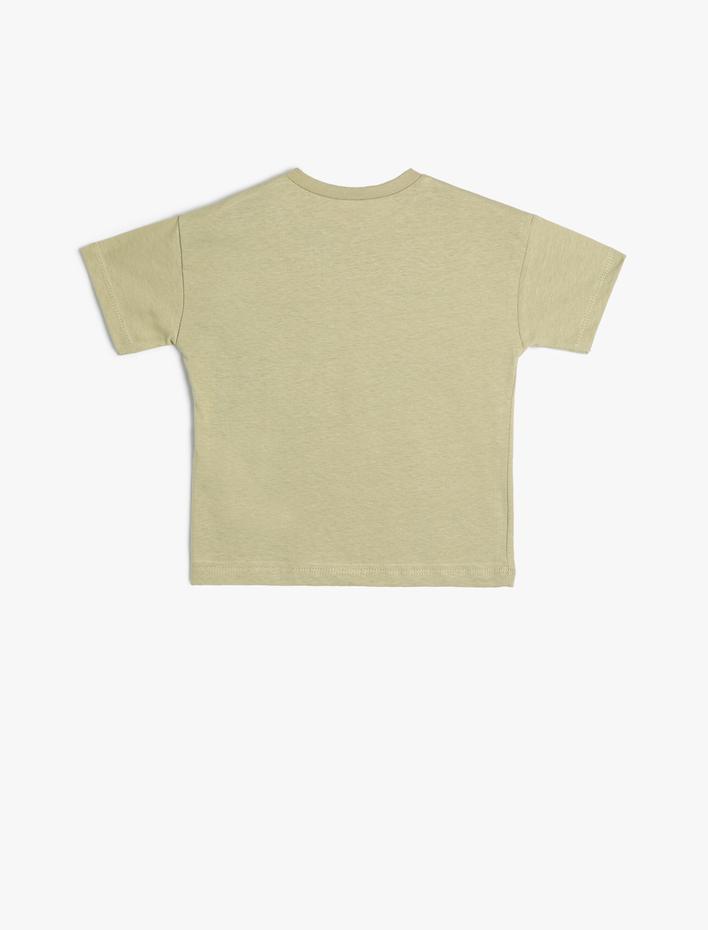 Erkek Bebek Dinozorlu Tişört Kısa Kollu Bisiklet Yaka Pamuklu