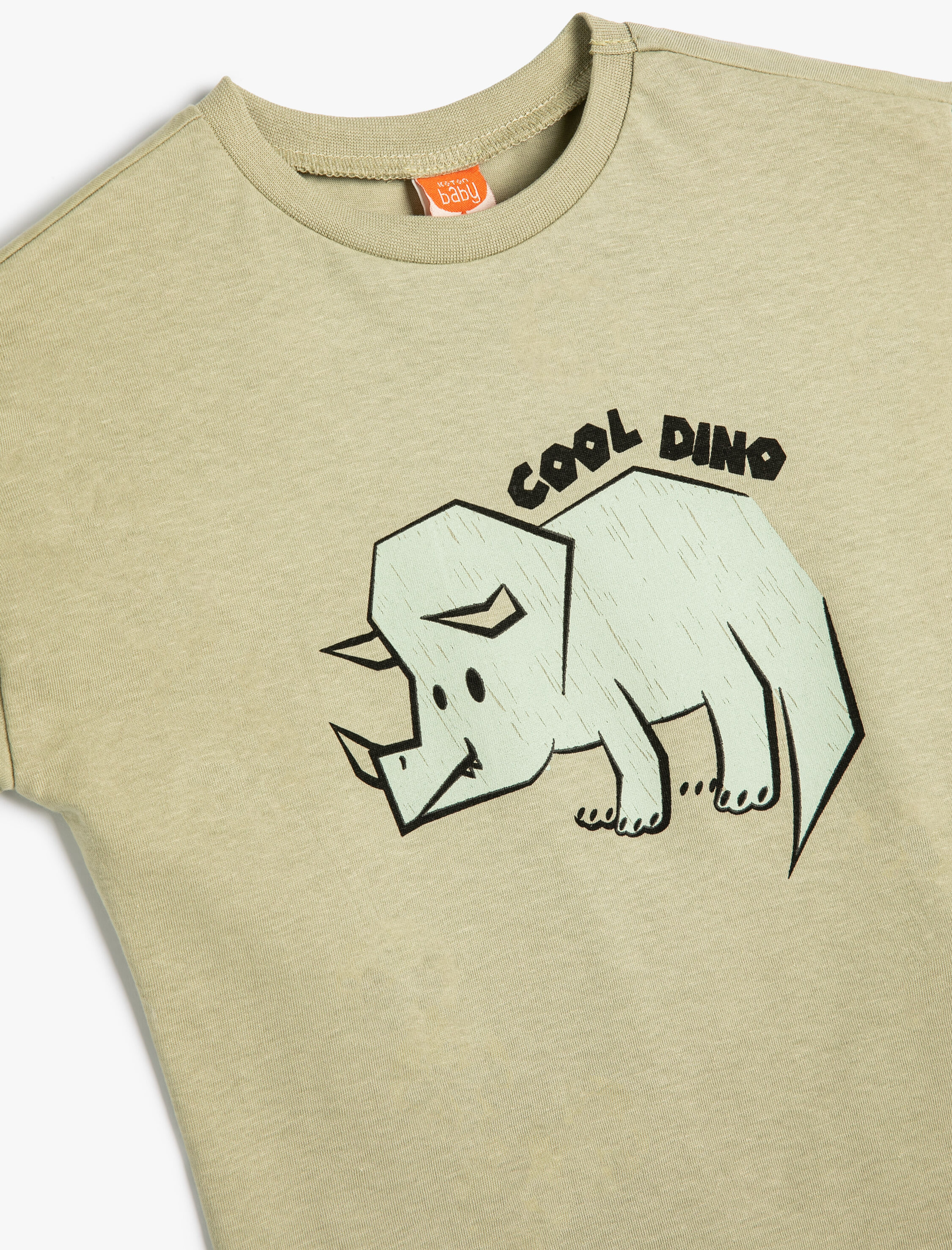  Erkek Bebek Dinozorlu Tişört Kısa Kollu Bisiklet Yaka Pamuklu