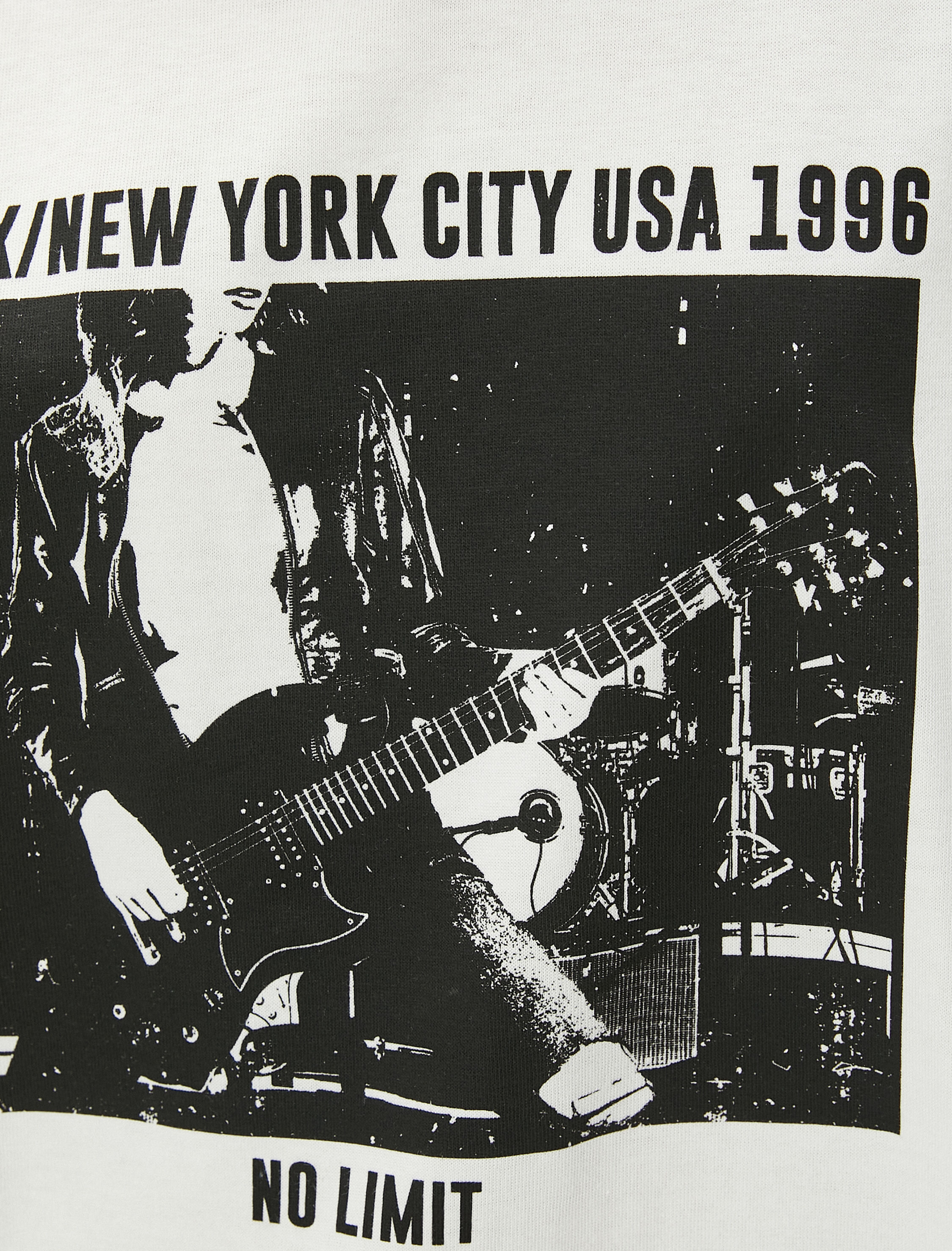   Baskılı Tişört Müzik Temalı Rahat Kalıp Pamuklu Kısa Kollu Bisiklet Yaka