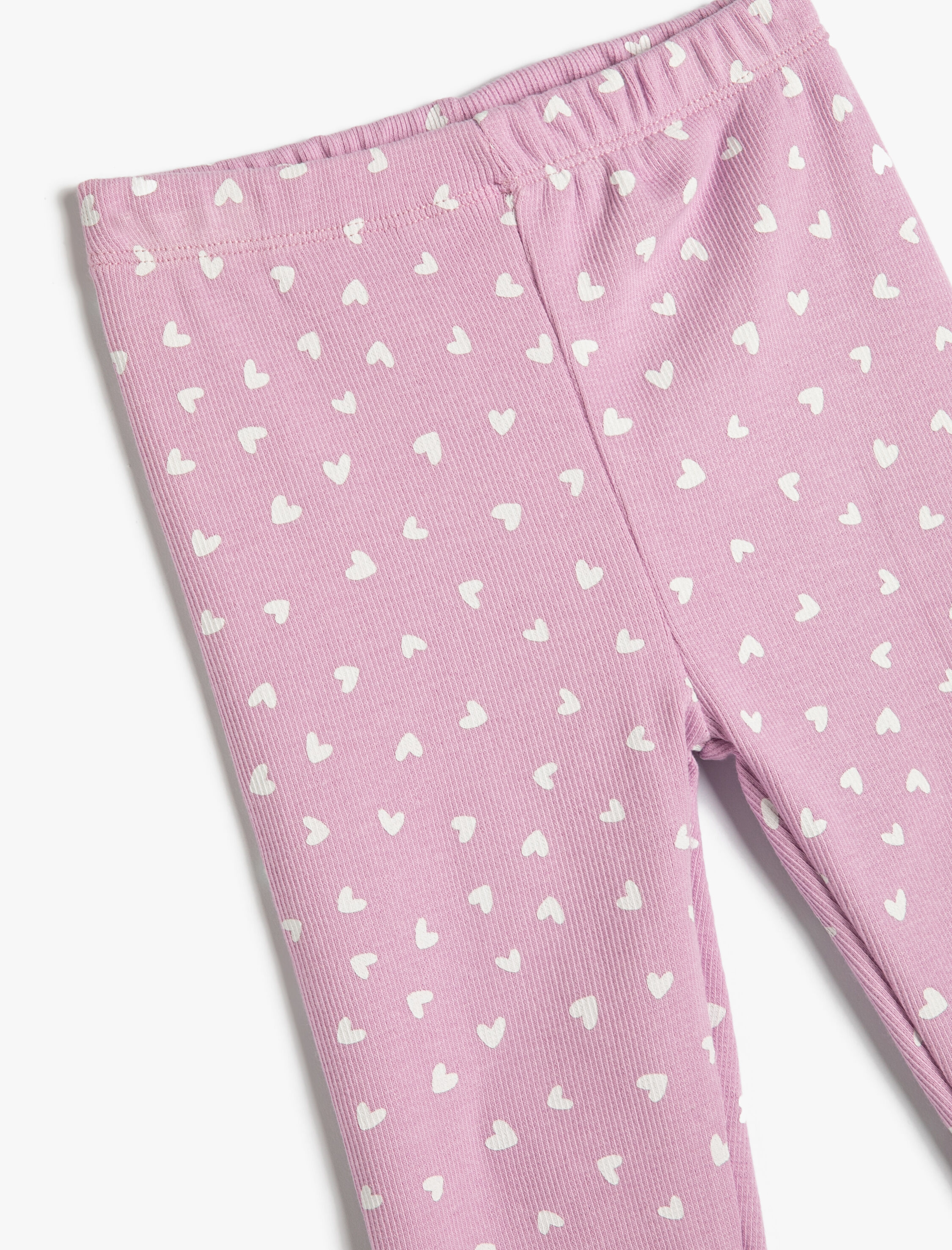  Kız Bebek Kalpli Tayt Beli Lastikli Fitilli Pamuklu
