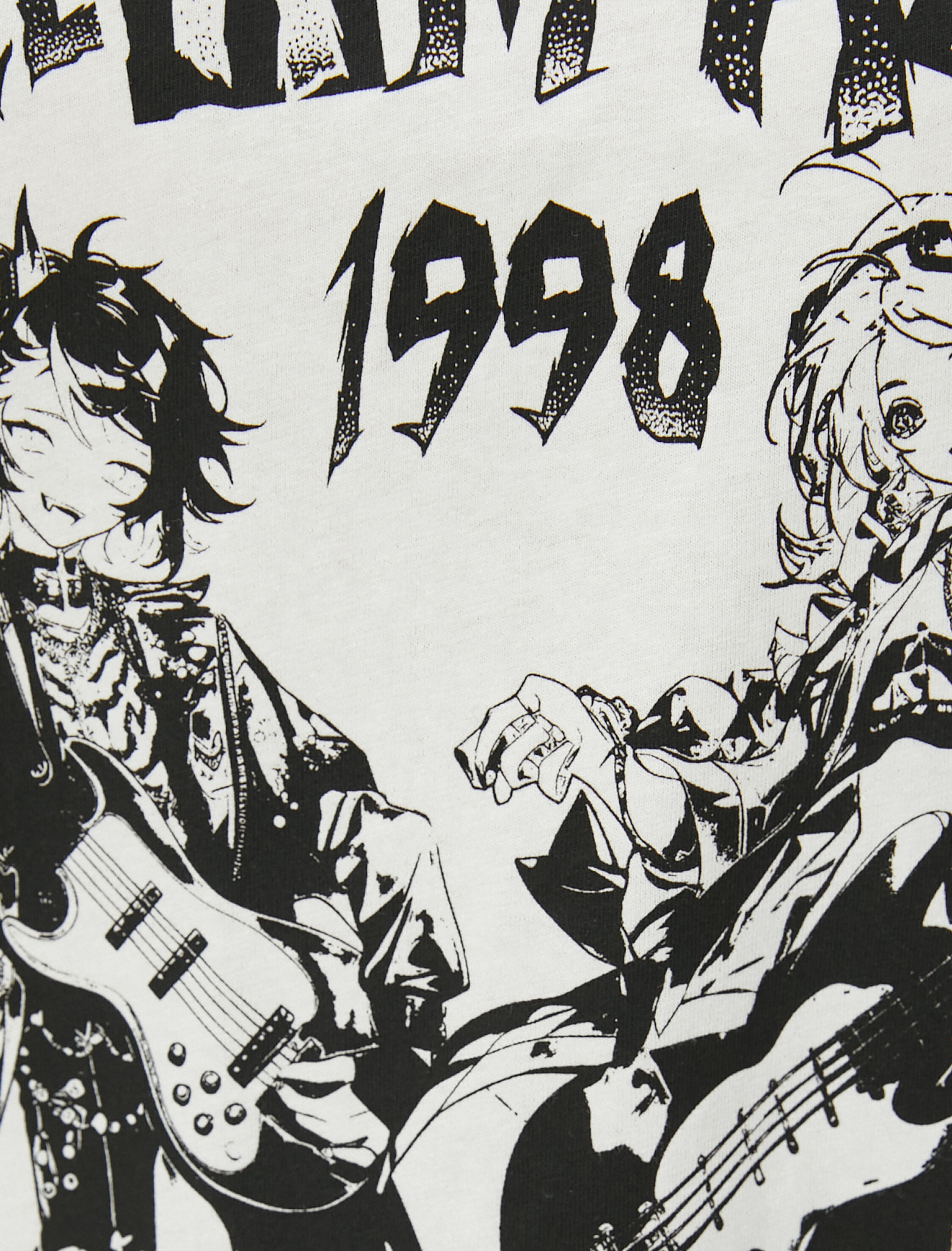   Anime Tişört Müzik Temalı Rahat Kalıp Pamuklu Kısa Kollu Bisiklet Yaka