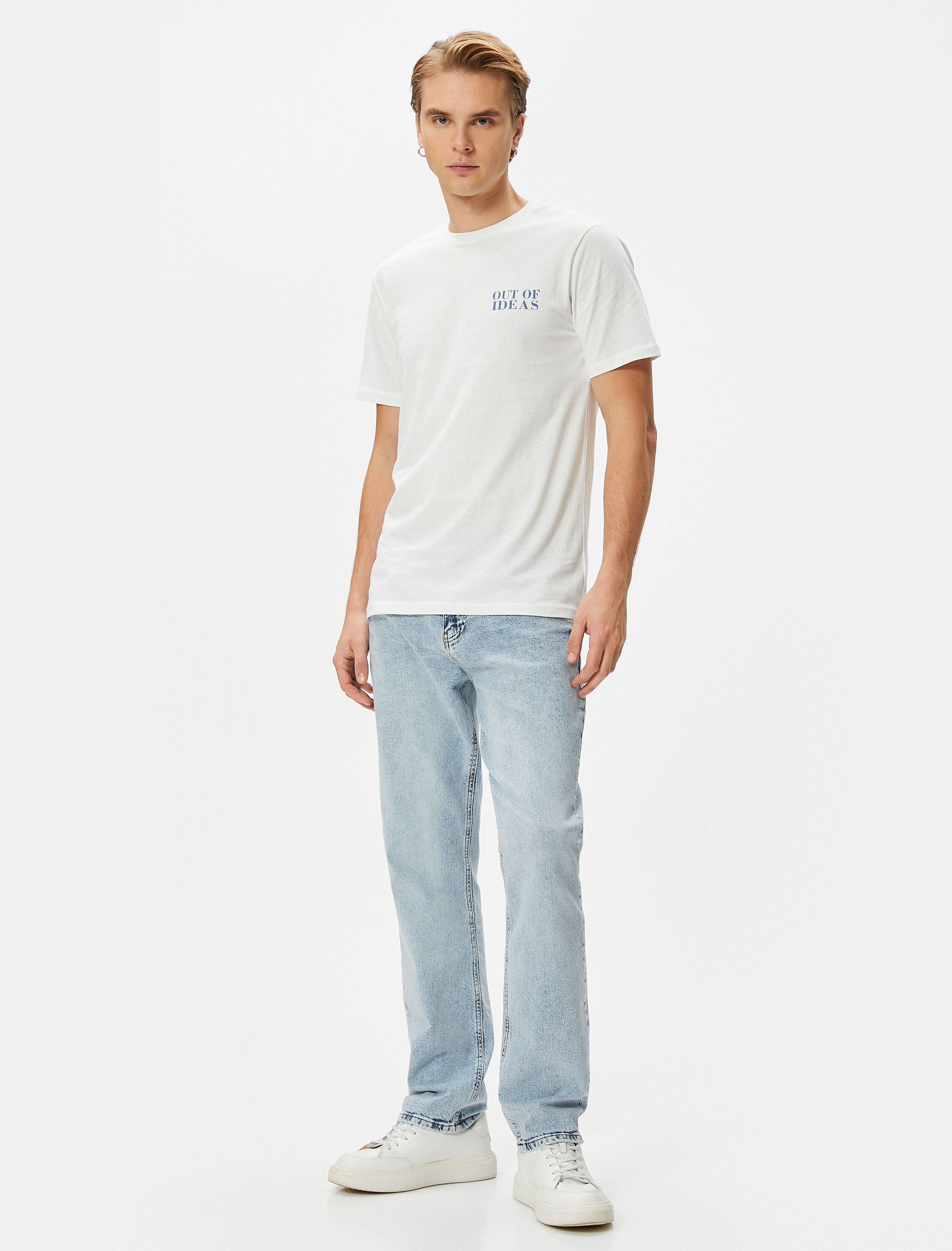   Slogan Baskılı Tişört Bisiklet Yaka Kısa Kollu Pamuklu