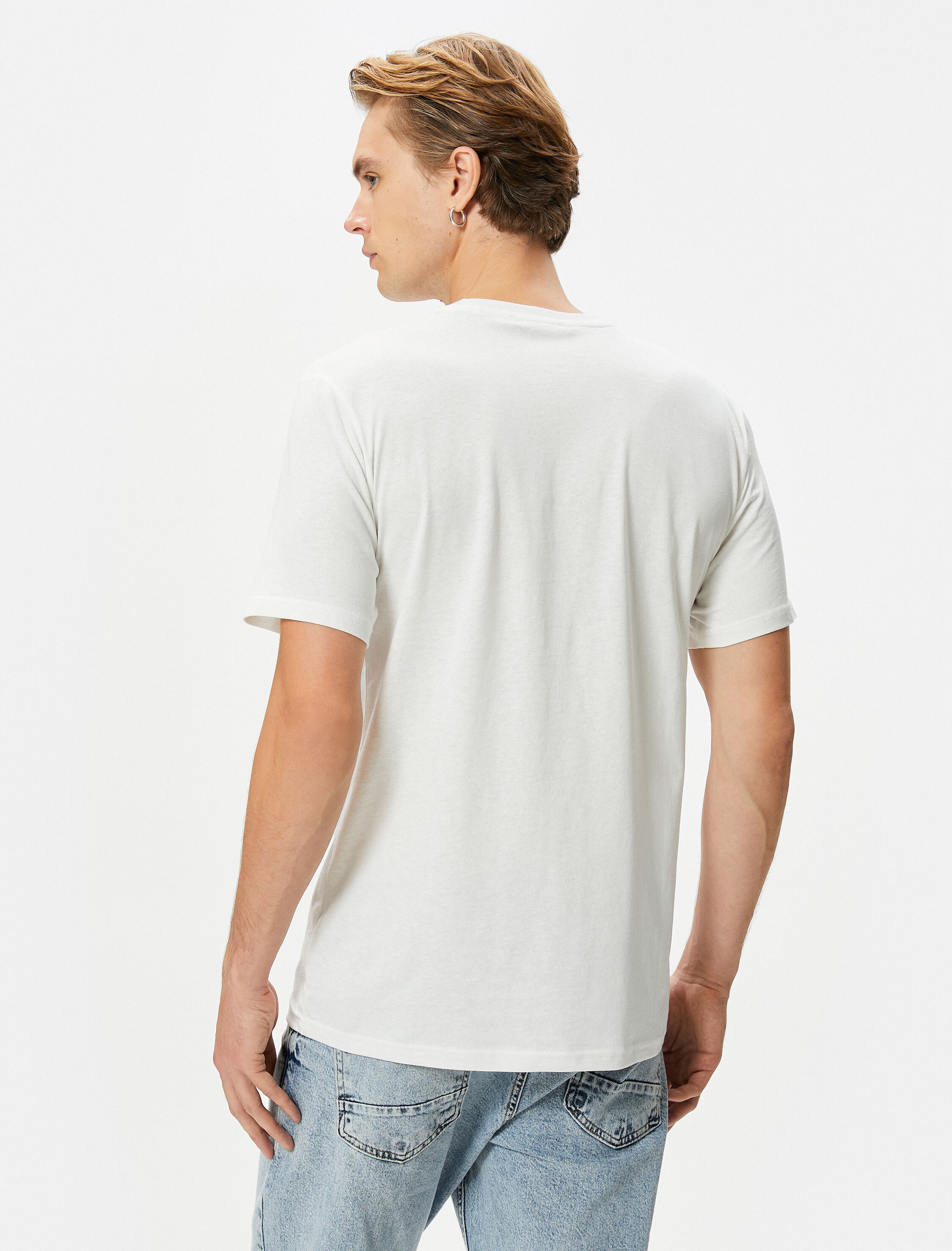   Slogan Baskılı Tişört Bisiklet Yaka Kısa Kollu Pamuklu