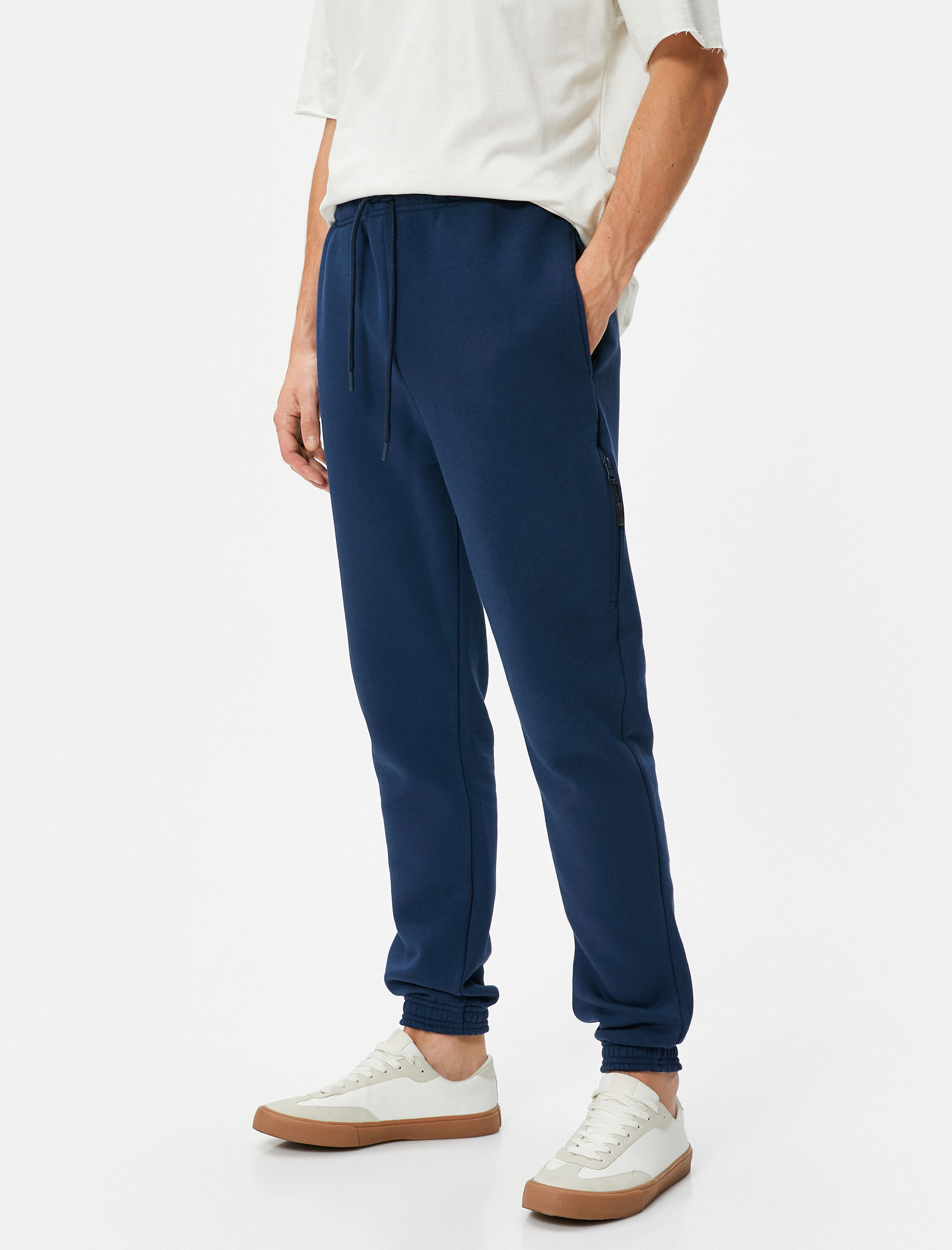   Jogger Eşofman Altı Beli Bağcıklı Fermuar Detaylı Cepli Şardonlu