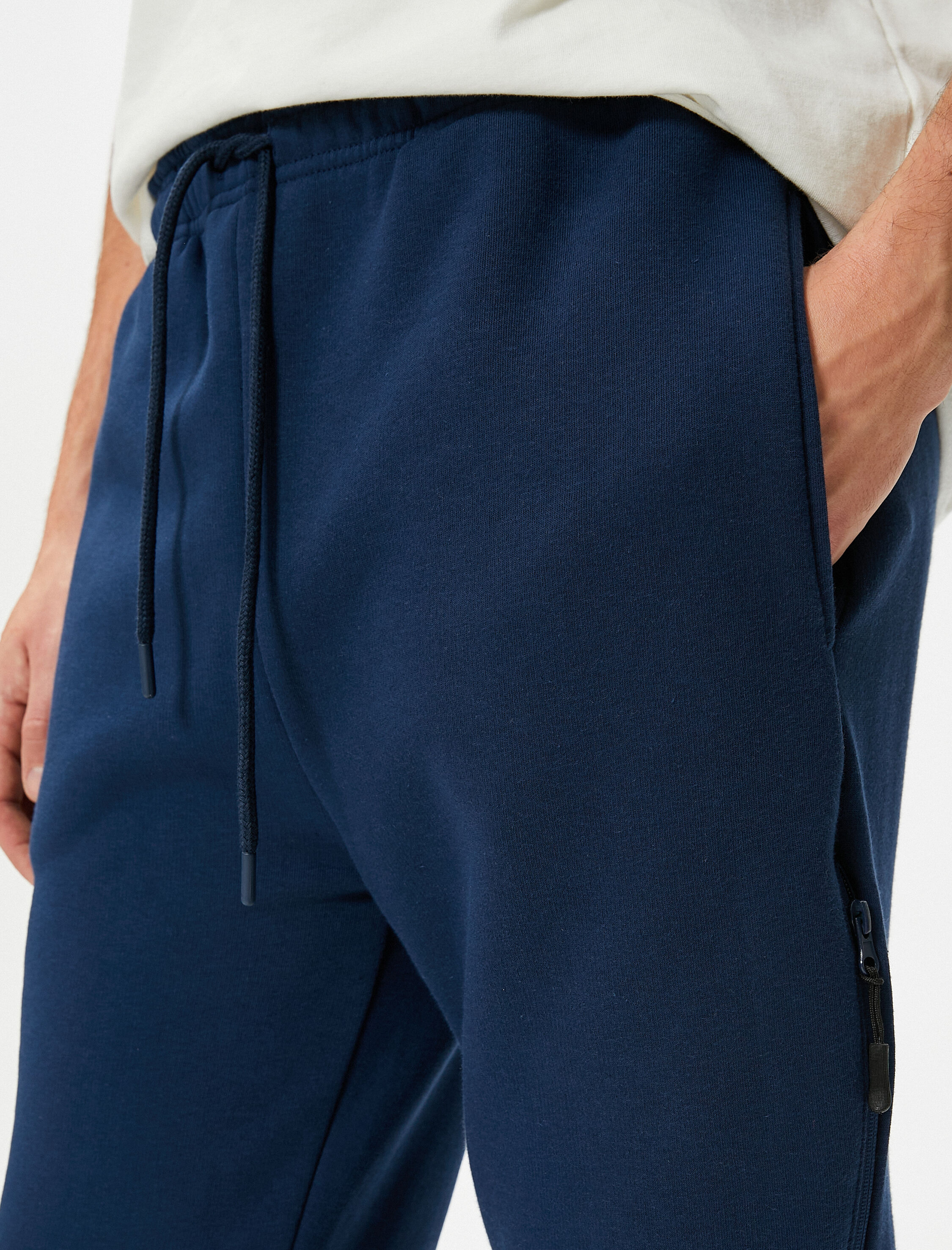   Jogger Eşofman Altı Beli Bağcıklı Fermuar Detaylı Cepli Şardonlu