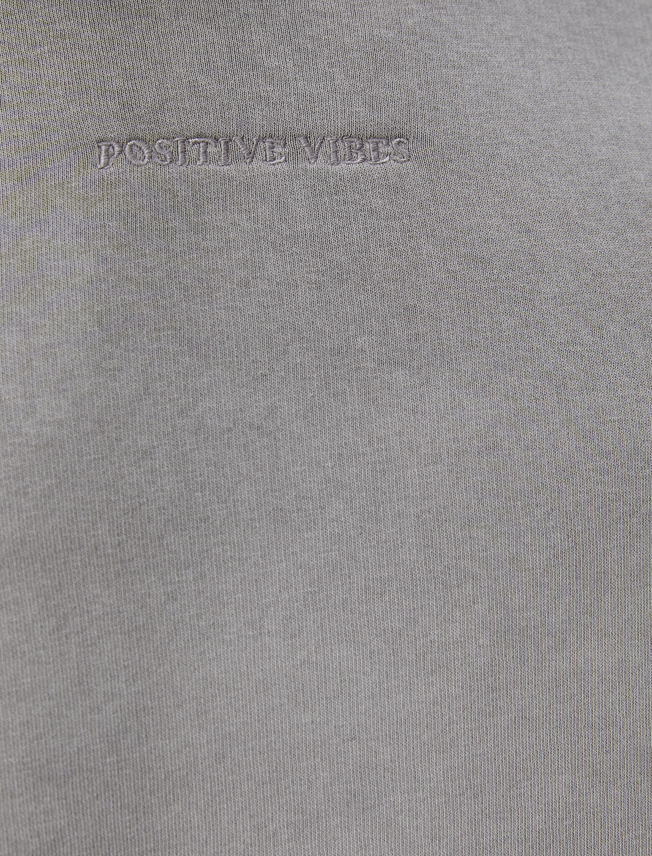 Slogan İşlemeli Sweatshirt Soyut Baskılı Bisiklet Yaka Şardonlu