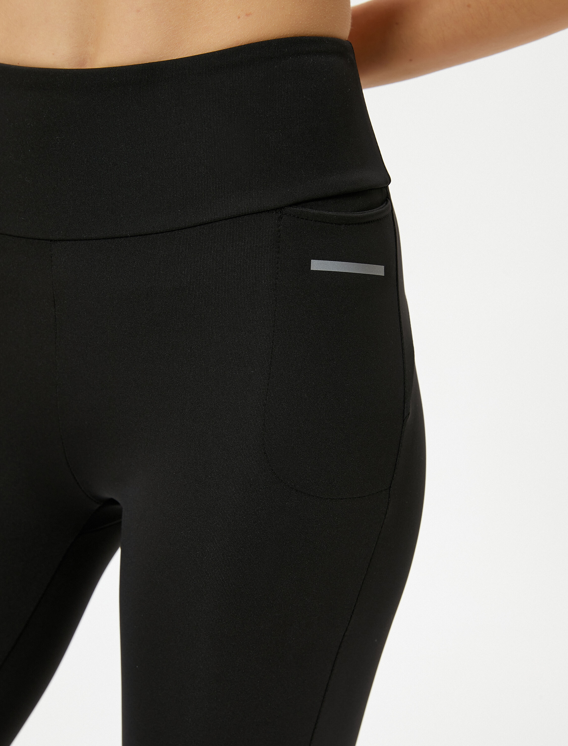   Spor Tayt Cepli Yüksek Bel Dar Kalıp Baskı Detaylı