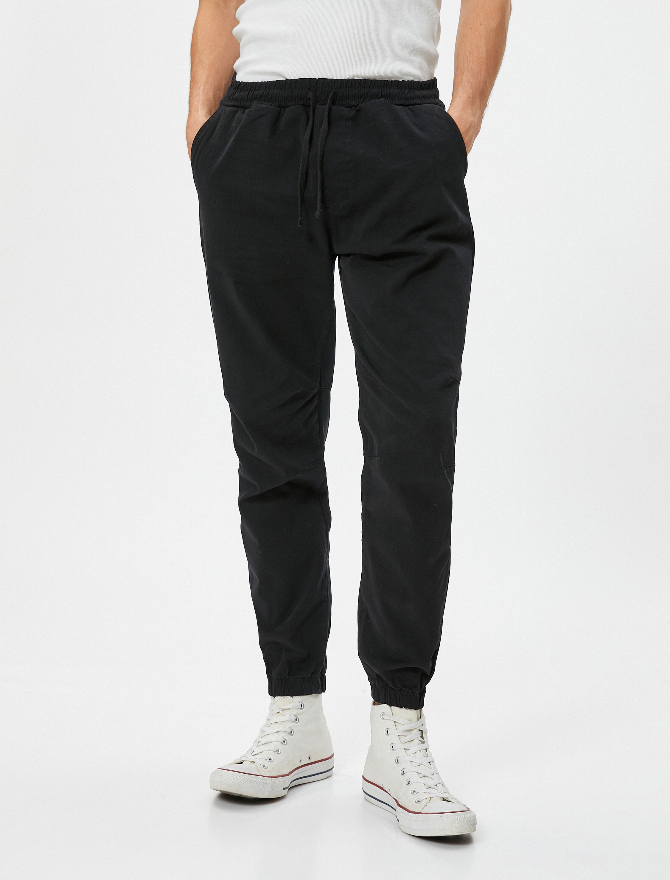 Jogger Pantolon Beli Bağcıklı Rahat Kesim Cepli