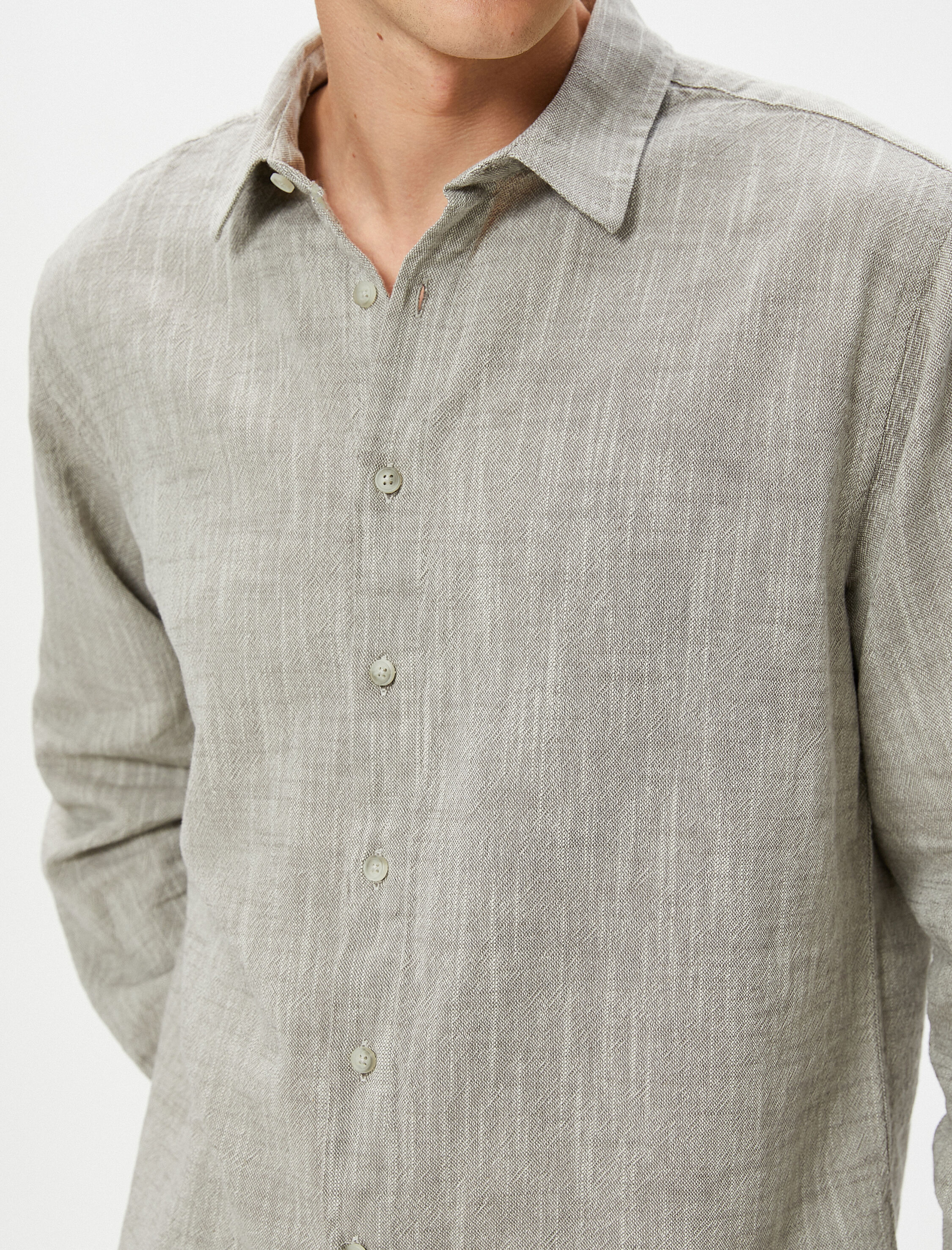   Basic Gömlek Klasik Yaka Düğmeli Uzun Kollu Pamuklu Regular Fit