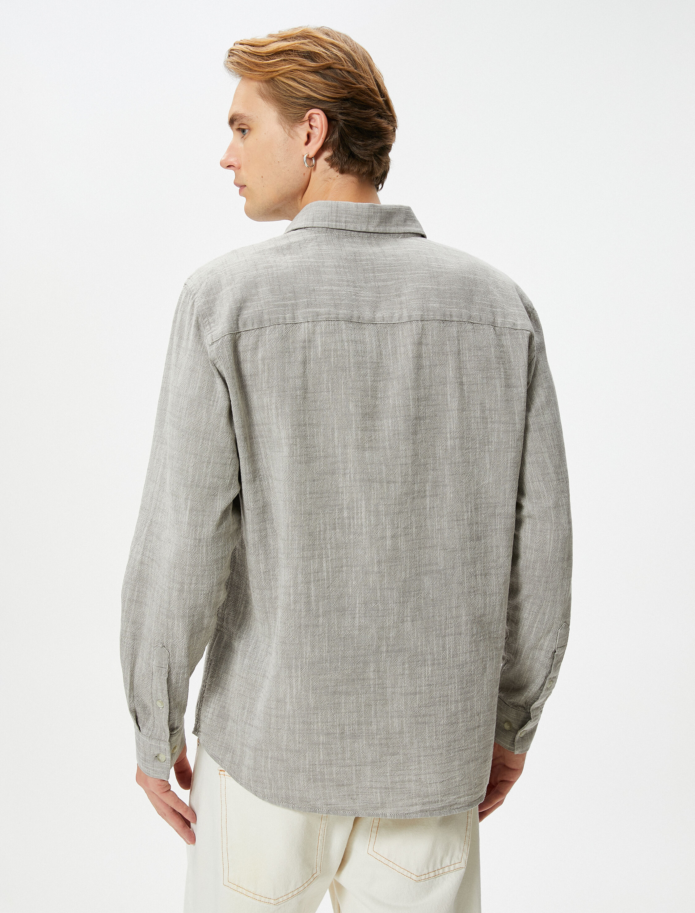   Basic Gömlek Klasik Yaka Düğmeli Uzun Kollu Pamuklu Regular Fit