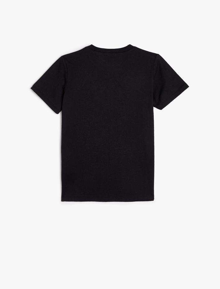 Erkek Çocuk Tişört Uzay Temalı Kısa Kollu Bisiklet Yaka Pamuklu