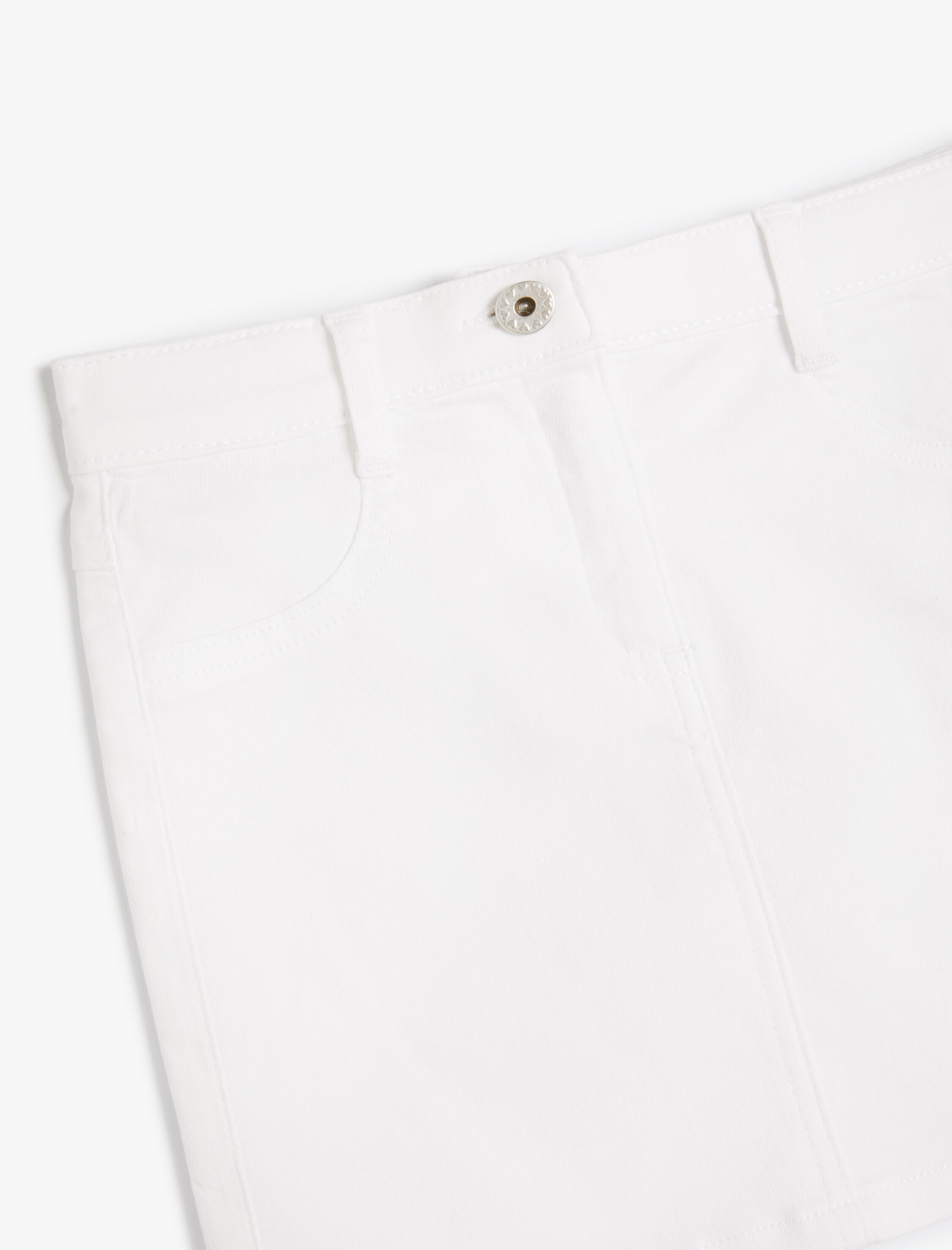  Kız Çocuk Mini Etek Cepli Düğmeli Pamuklu