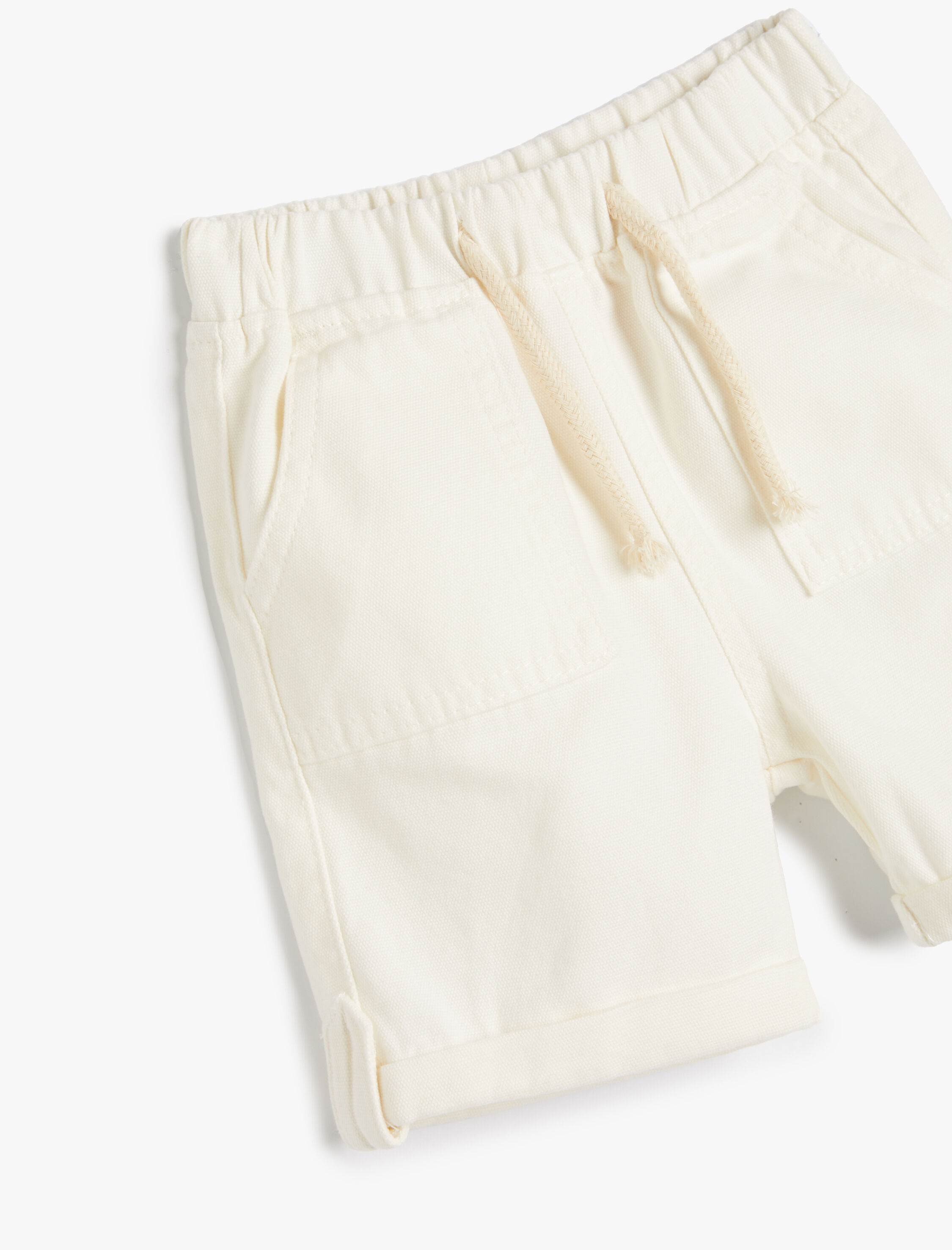  Erkek Bebek Basic Şort Beli Bağlamalı Cepli Pamuklu