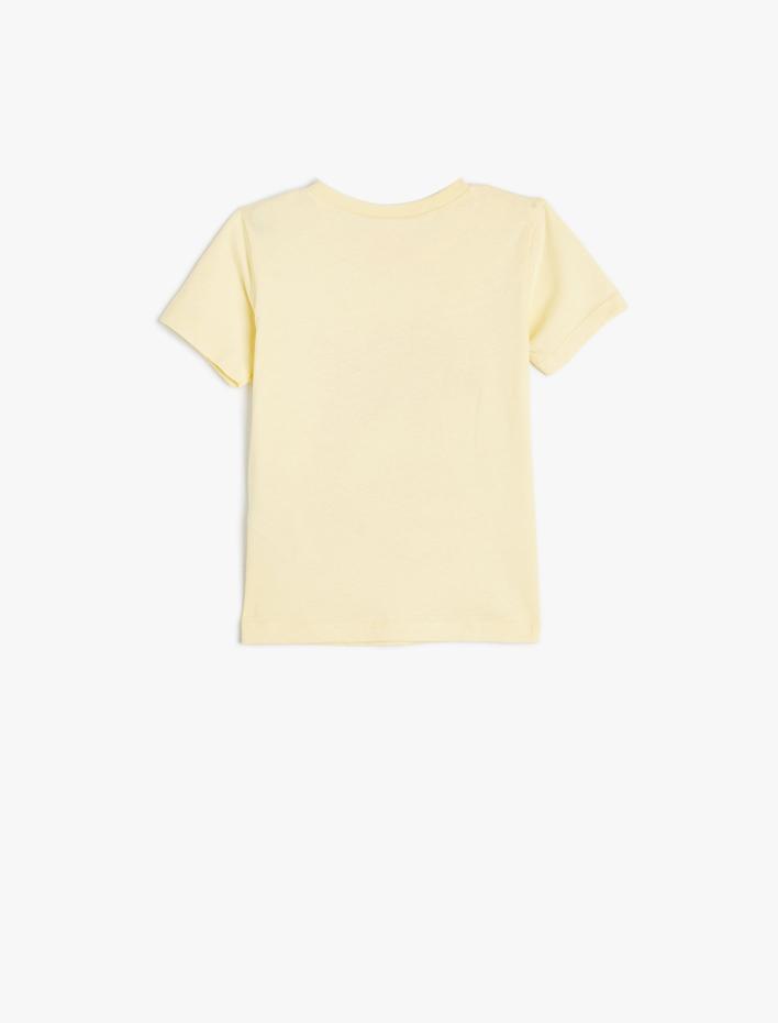 Kız Bebek Tişört Yunus Baskılı Kısa Kollu Bisiklet Yaka Pamuklu