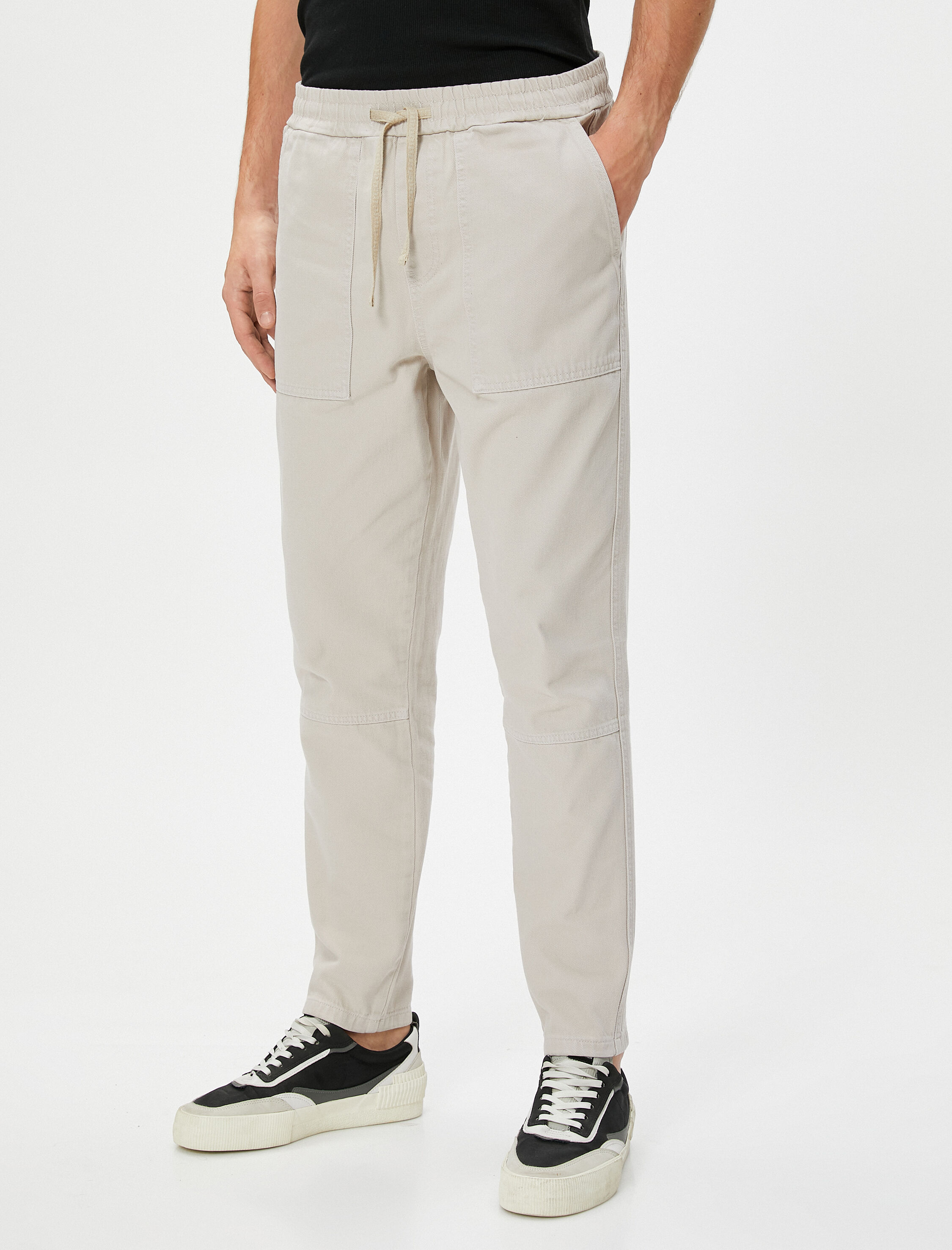 Beli Bağcıklı Pantolon Cep Detaylı Pamuklu