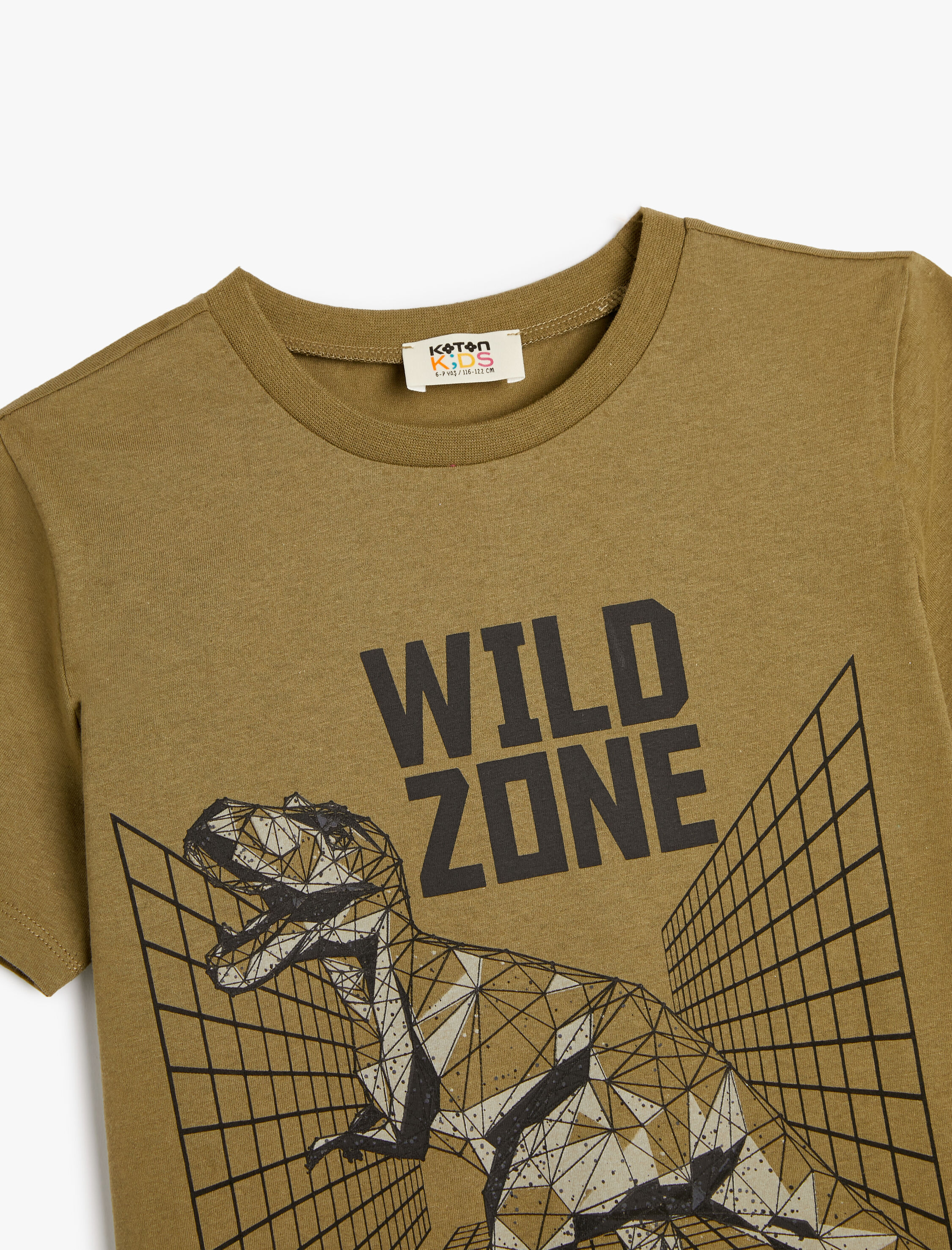  Erkek Çocuk Dinozorlu Tişört Kısa Kollu Bisiklet Yaka Pamuklu