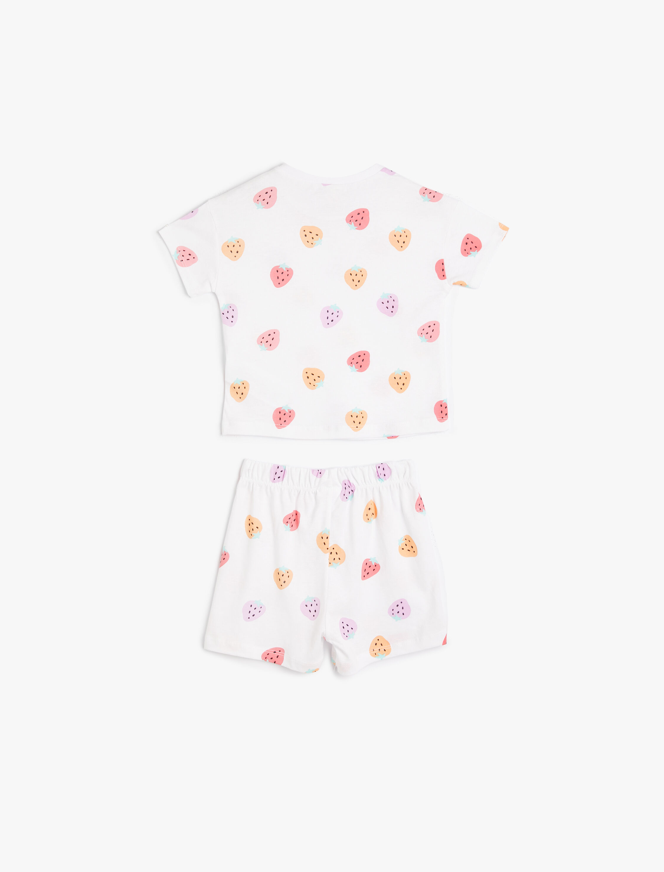  Kız Bebek Şort Tişört Takım Kalp Baskılı Pamuklu