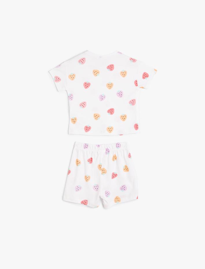 Kız Bebek Şort Tişört Takım Kalp Baskılı Pamuklu