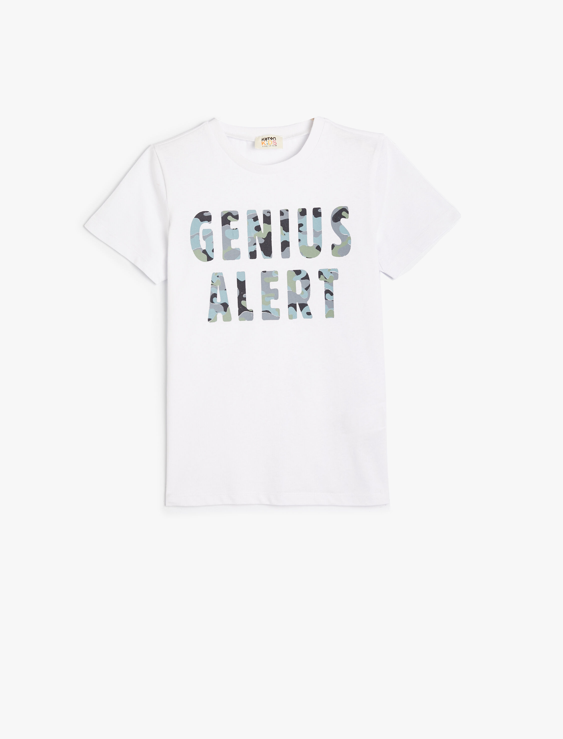  Erkek Çocuk Tişört Slogan Baskılı Kısa Kollu Bisiklet Yaka Pamuklu