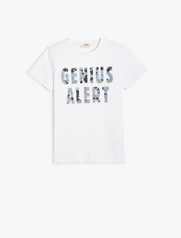 Erkek Çocuk Tişört Slogan Baskılı Kısa Kollu Bisiklet Yaka Pamuklu