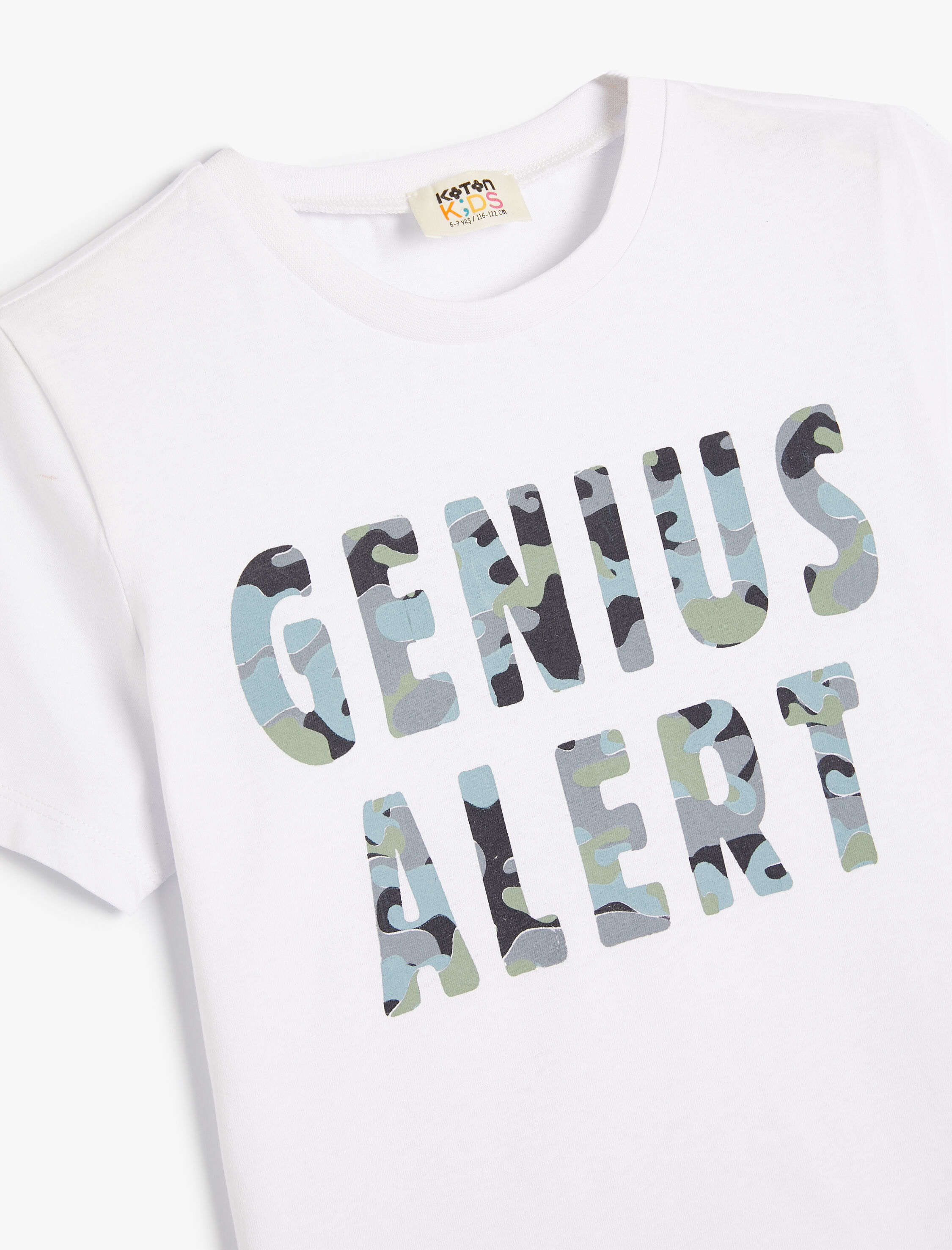  Erkek Çocuk Tişört Slogan Baskılı Kısa Kollu Bisiklet Yaka Pamuklu