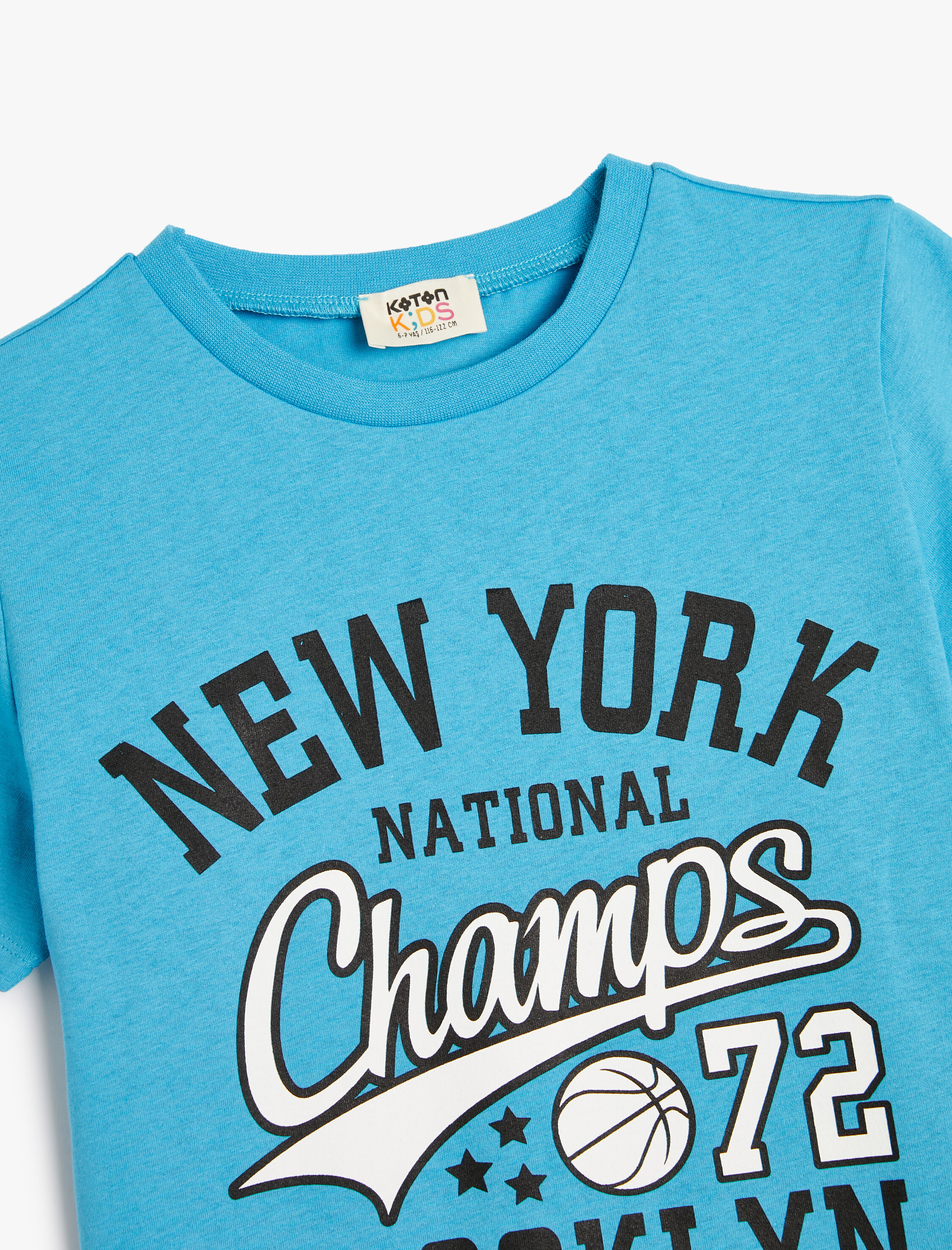  Erkek Çocuk New York Baskılı Kolej Tişört Bisiklet Yaka Pamuklu