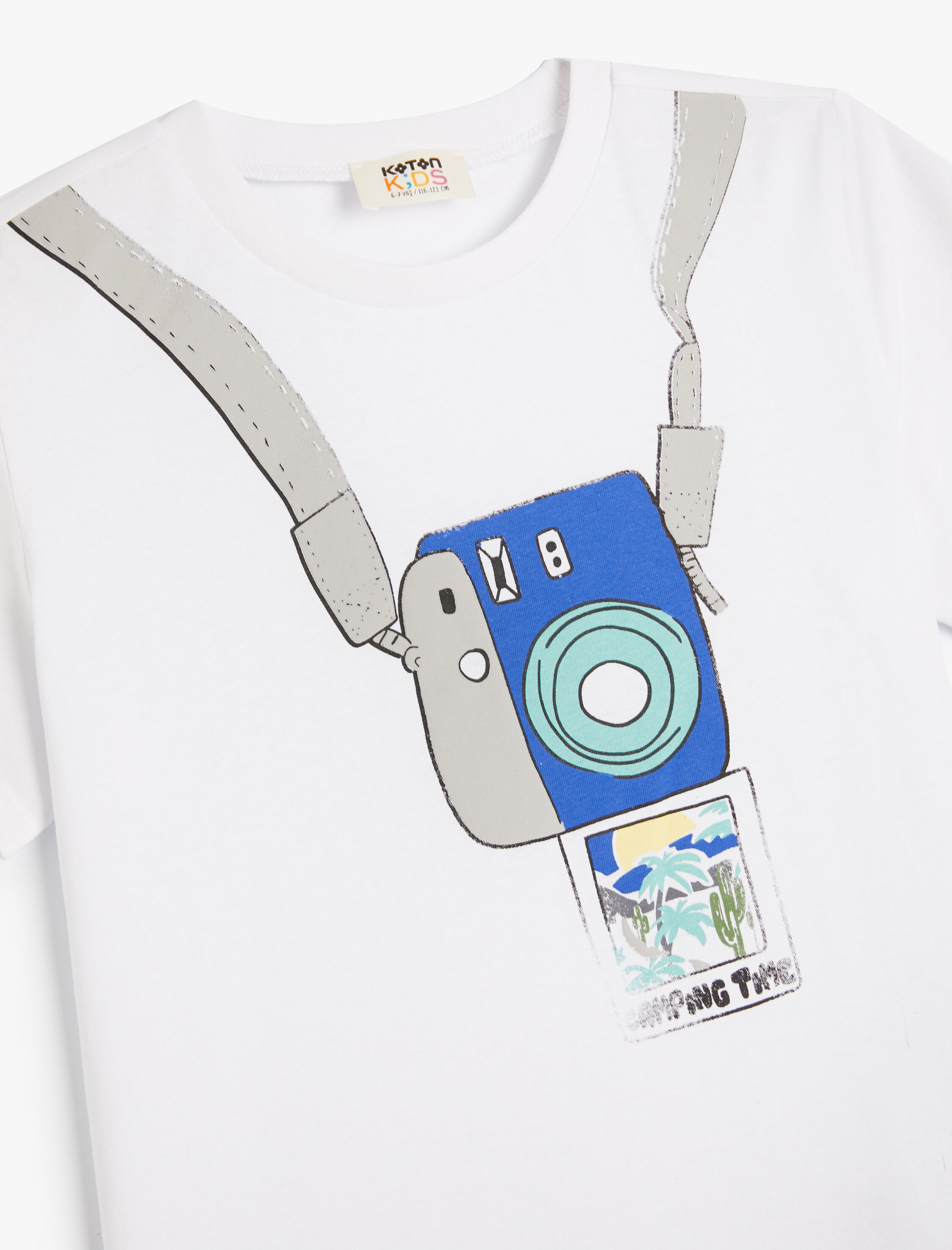  Erkek Çocuk Tişört Baskı Detaylı Kısa Kollu Yuvarlak Yaka Pamuklu