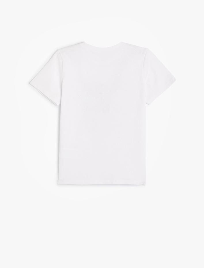 Erkek Çocuk Tişört Baskı Detaylı Kısa Kollu Yuvarlak Yaka Pamuklu