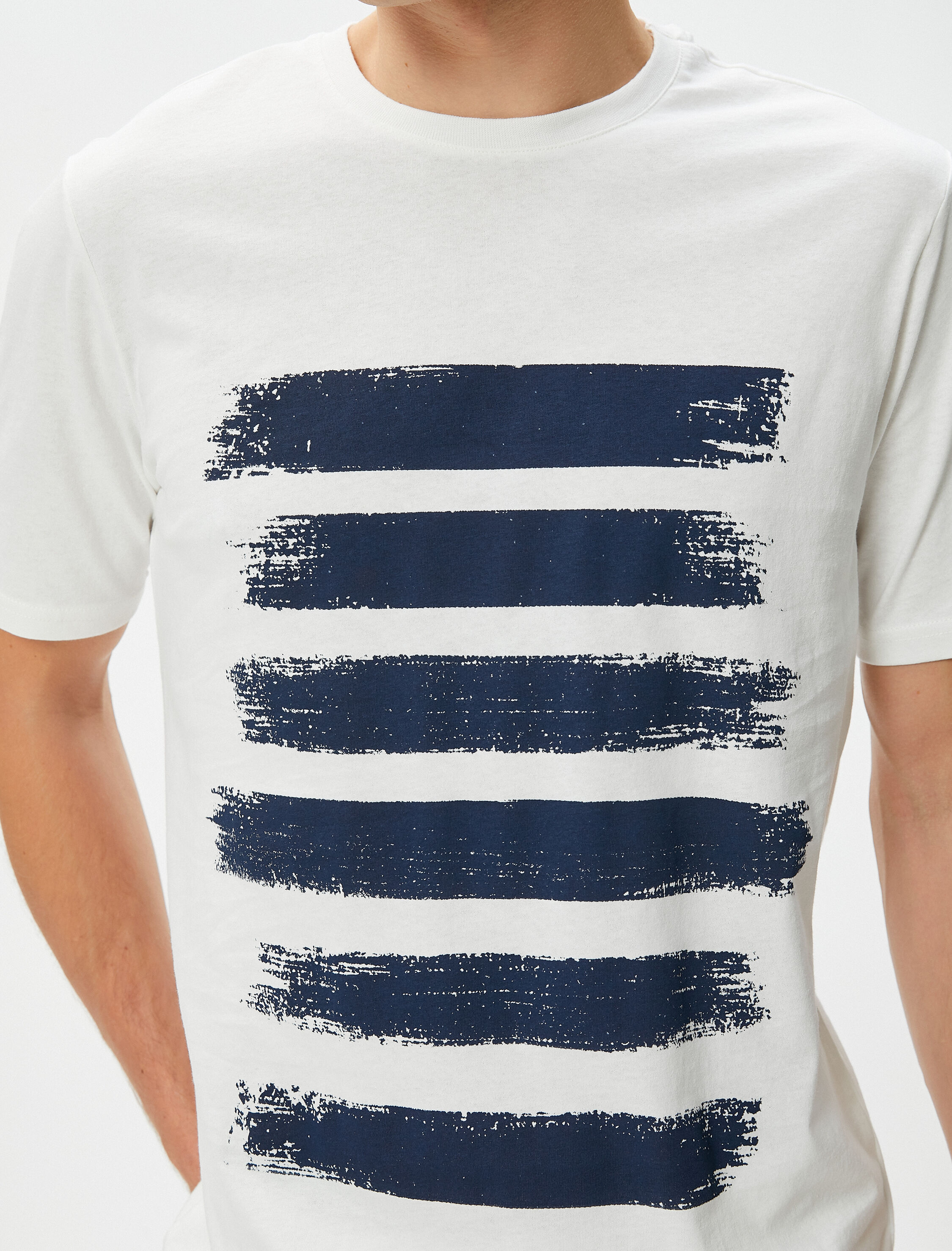   Soyut Baskılı Tişört Bisiklet Yaka Kısa Kollu Pamuklu