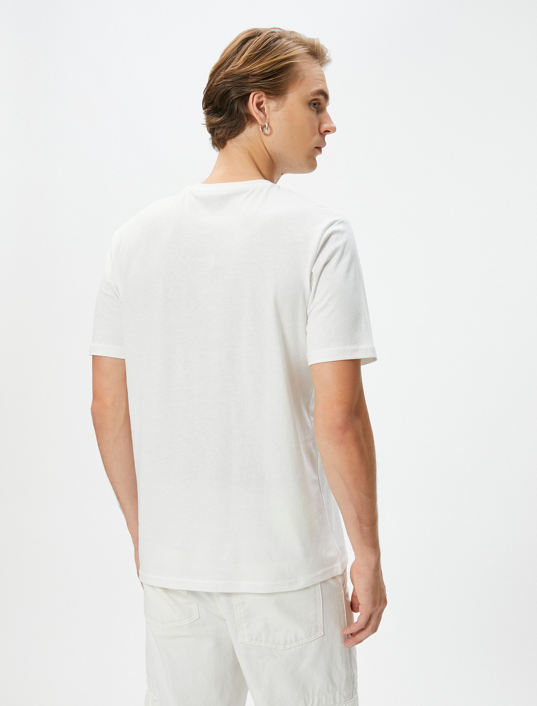   Soyut Baskılı Tişört Bisiklet Yaka Kısa Kollu Pamuklu