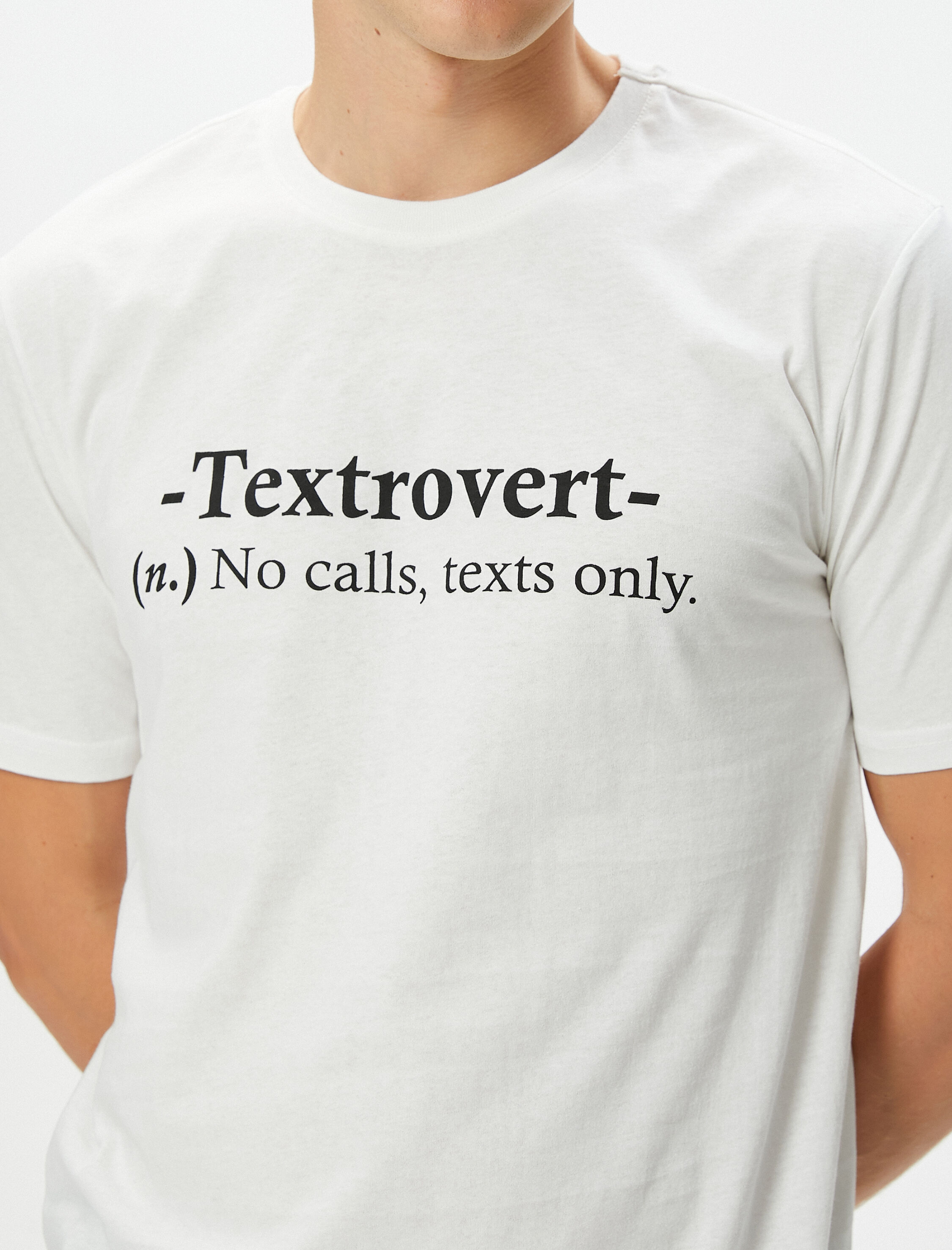   Slogan Baskılı Tişört Bisiklet Yaka Slim Fit Kısa Kollu