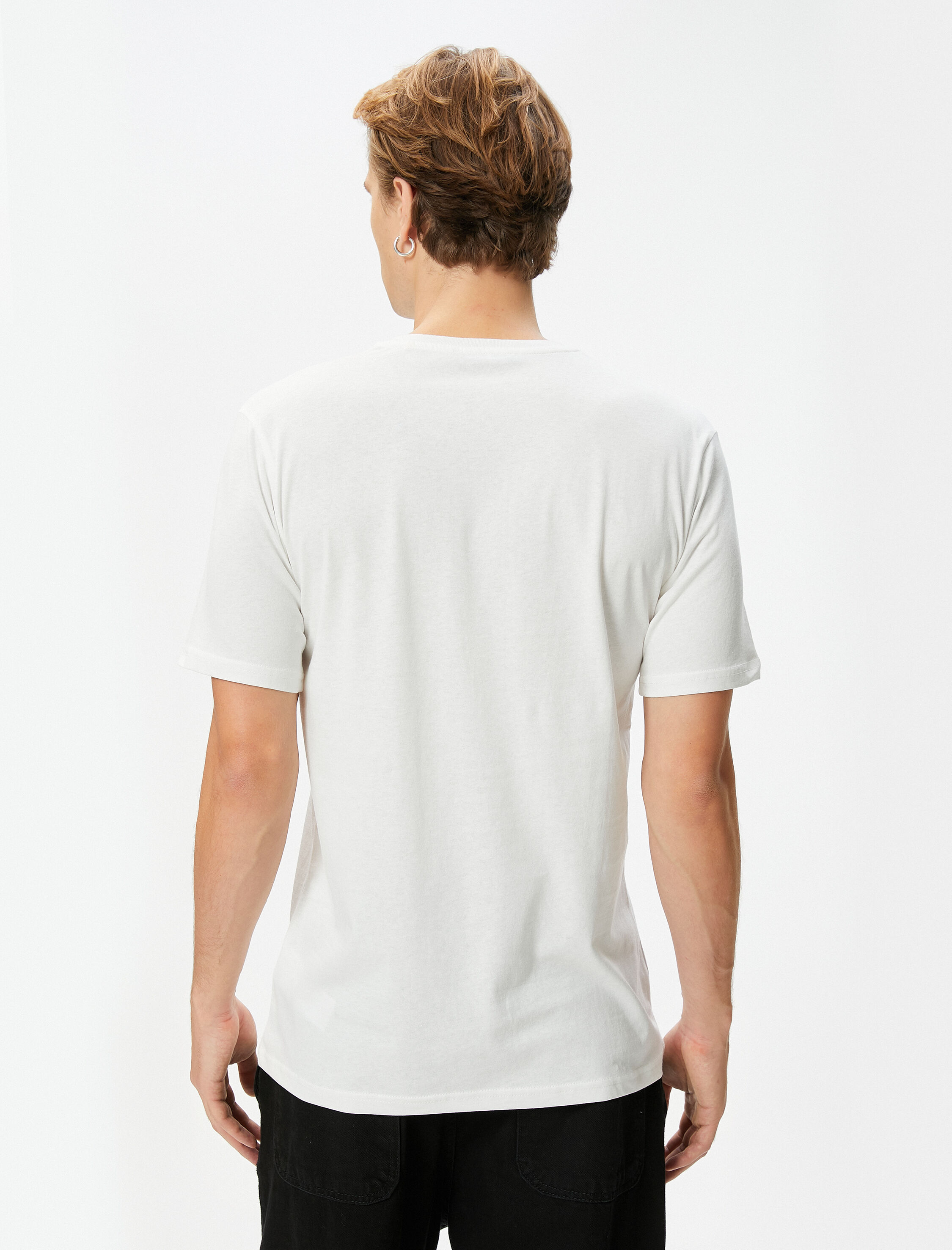   Slogan Baskılı Tişört Bisiklet Yaka Slim Fit Kısa Kollu