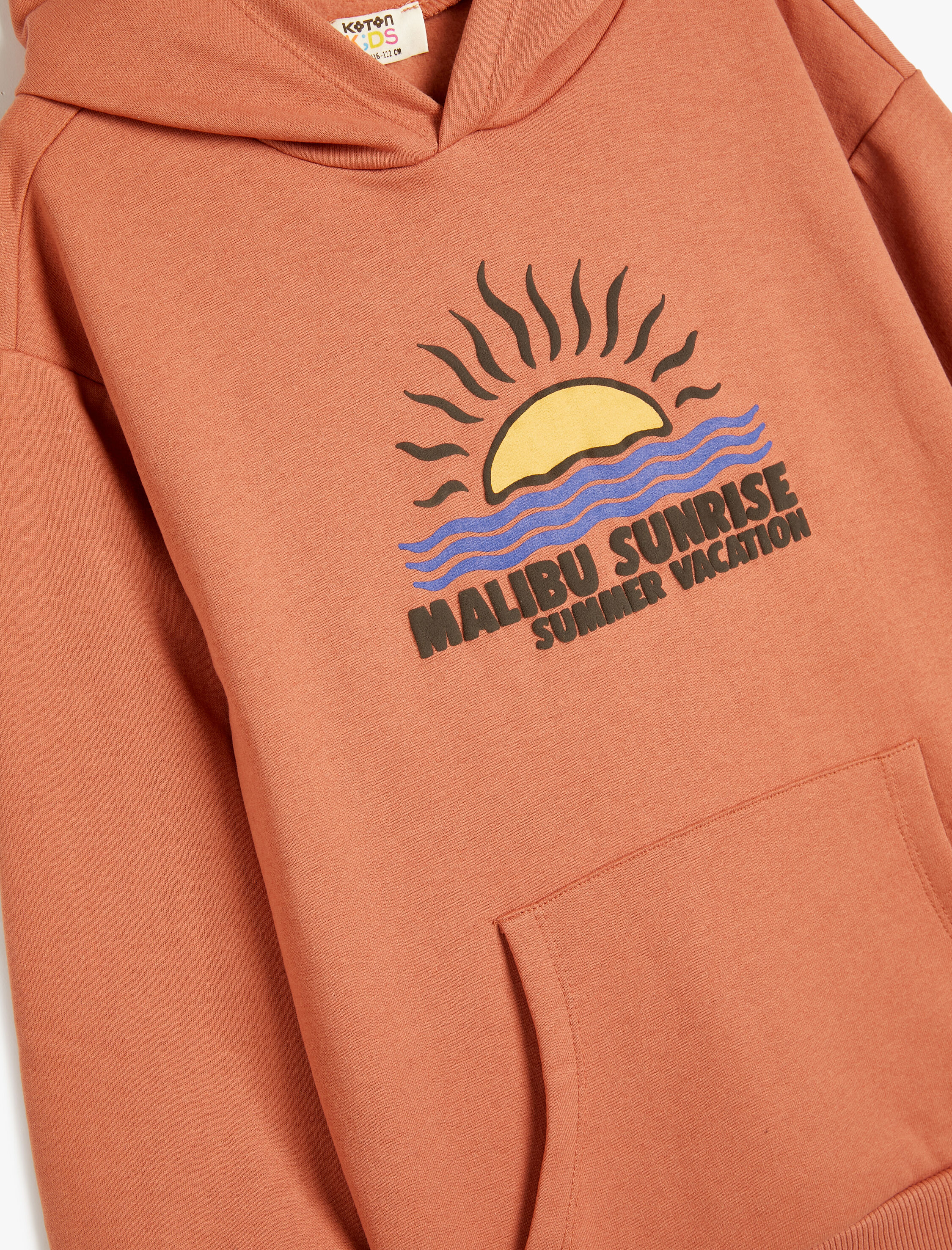  Erkek Çocuk Kapşonlu Sweatshirt Uzun Kollu Tropik Baskılı Şardonlu