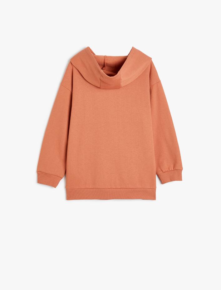 Erkek Çocuk Kapşonlu Sweatshirt Uzun Kollu Tropik Baskılı Şardonlu