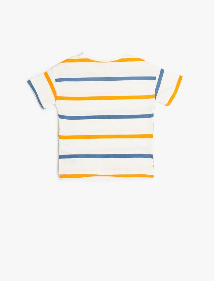 Erkek Bebek Tişört Hayvanlar Baskılı Kısa Kollu Pamuklu