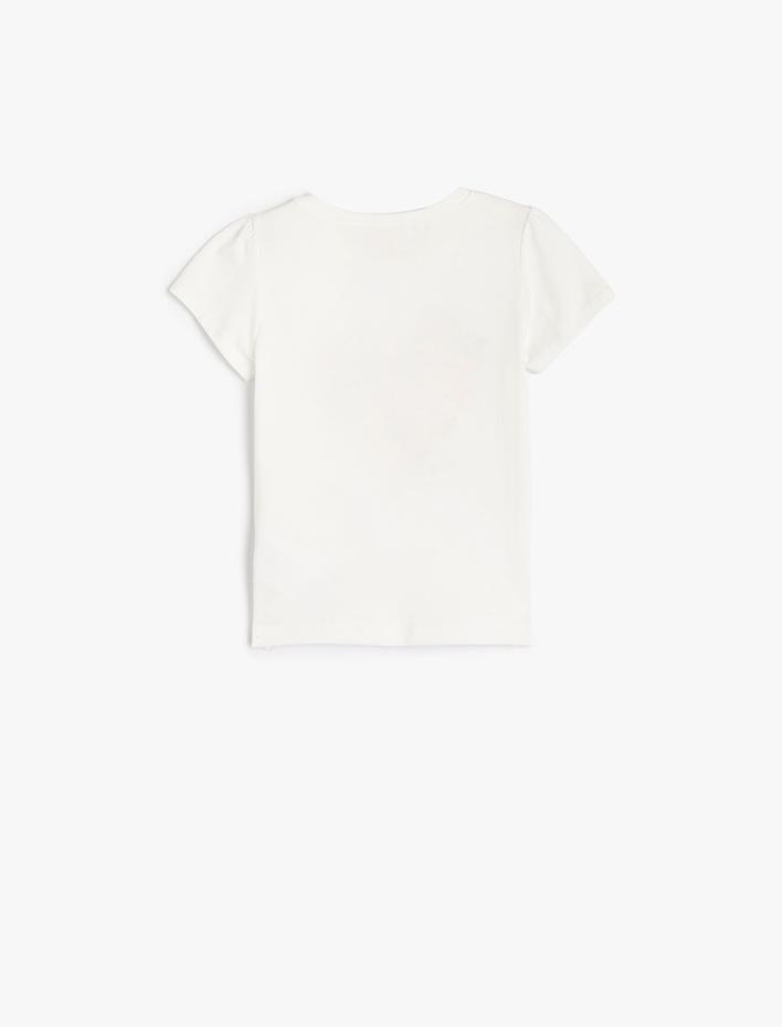 Kız Bebek Çiçek Baskılı Kısa Kollu Tişört Pamuklu