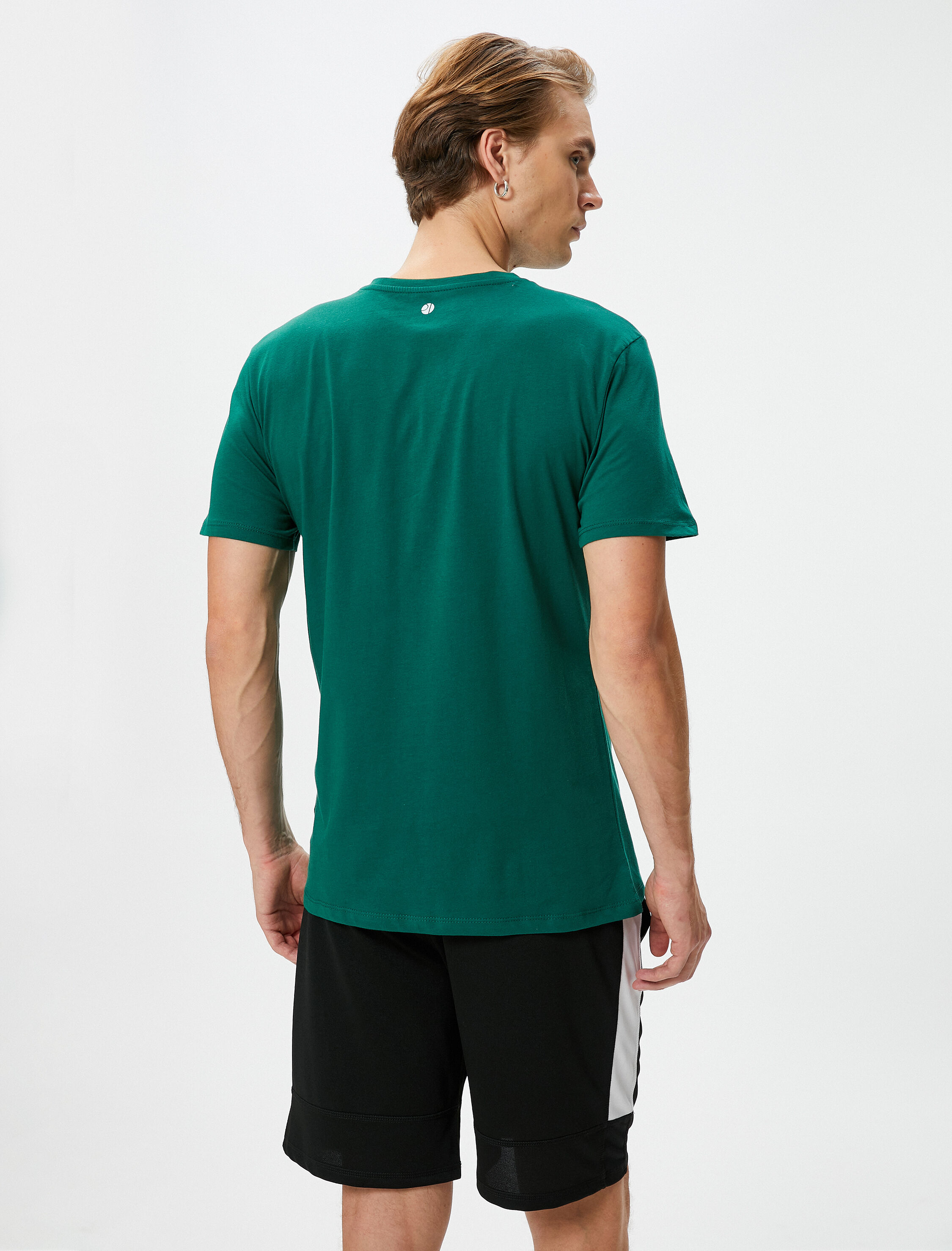 Spor Tişört Slogan Baskılı Bisiklet Yaka Kısa Kollu Pamuklu